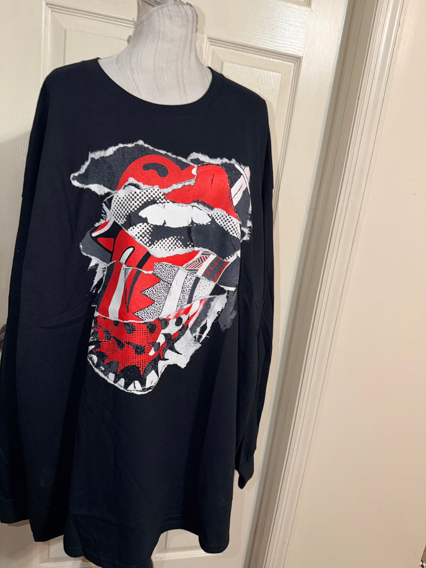 The Rolling Stones Oversized Distressed Long Sleeve Tee