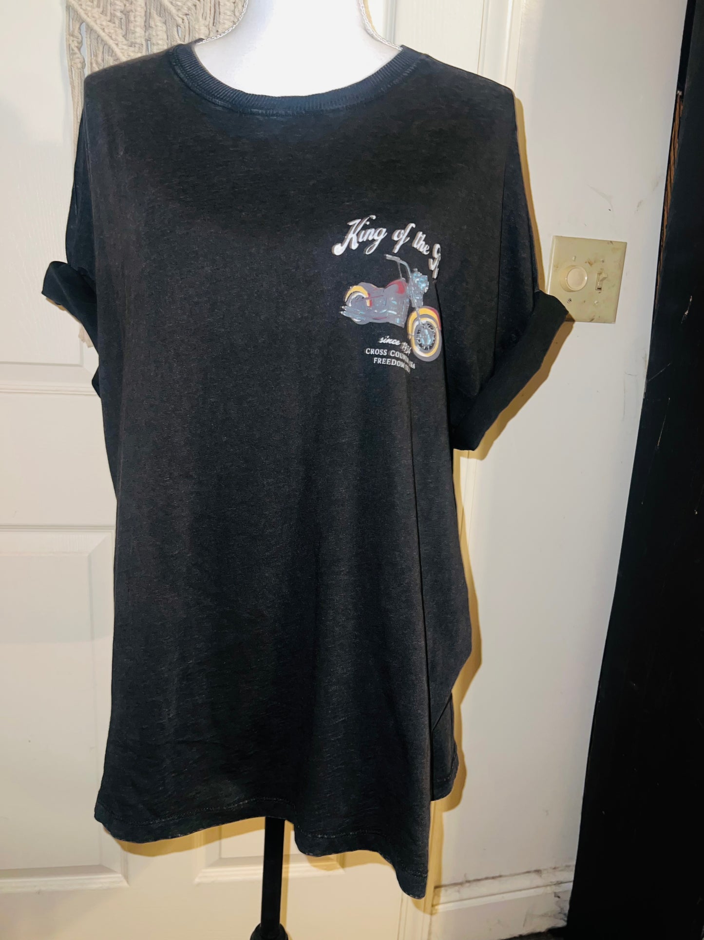 Motorcycle Tour Double Sided Oversized Distressed Tee