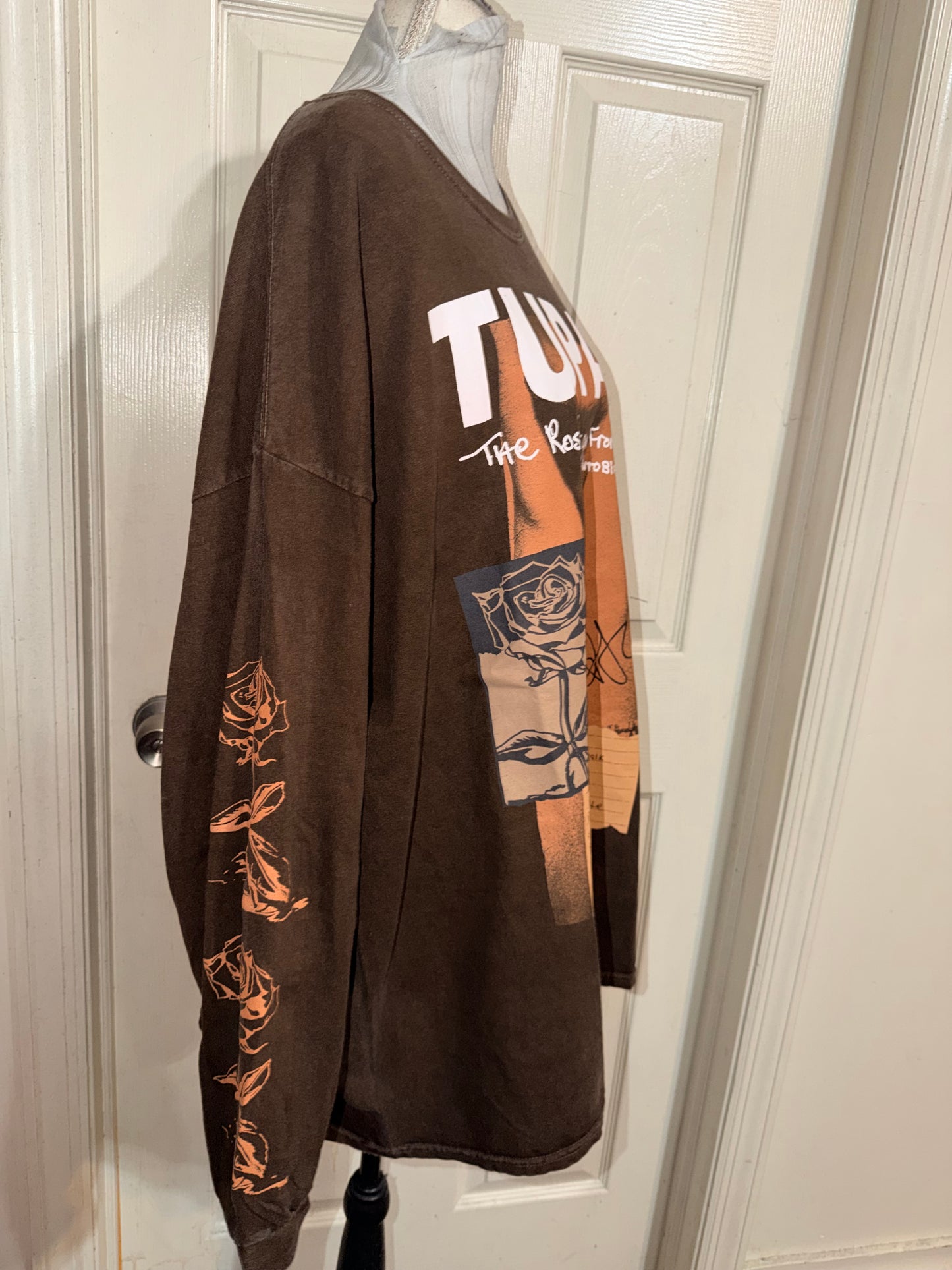 Tupac Oversized Distressed Long Sleeve Tee
