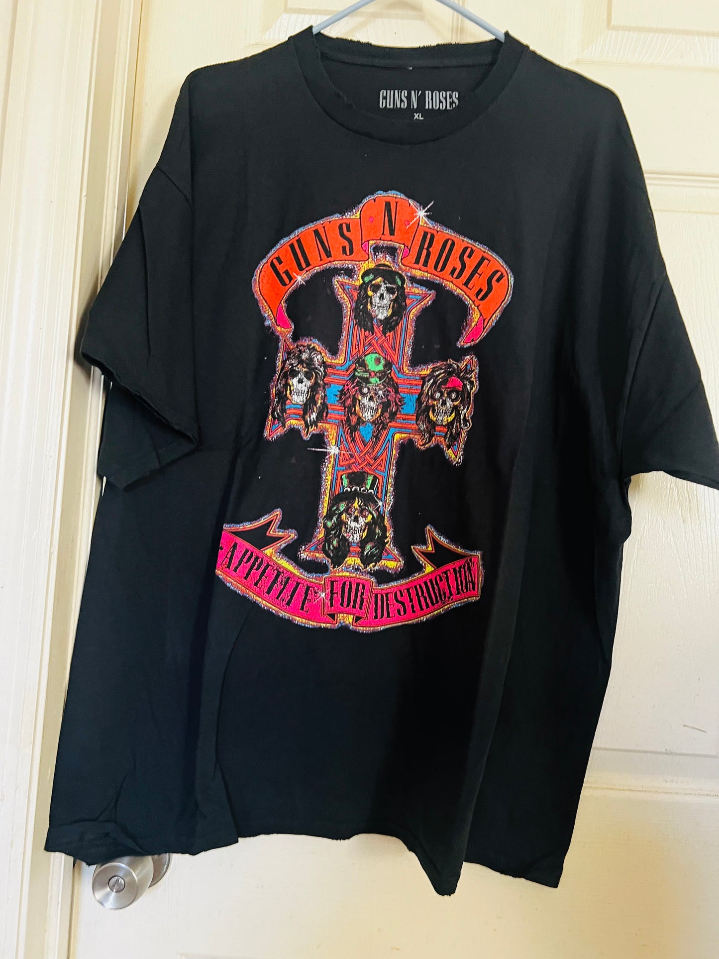 Guns n Roses Cross Oversized Distressed Tee