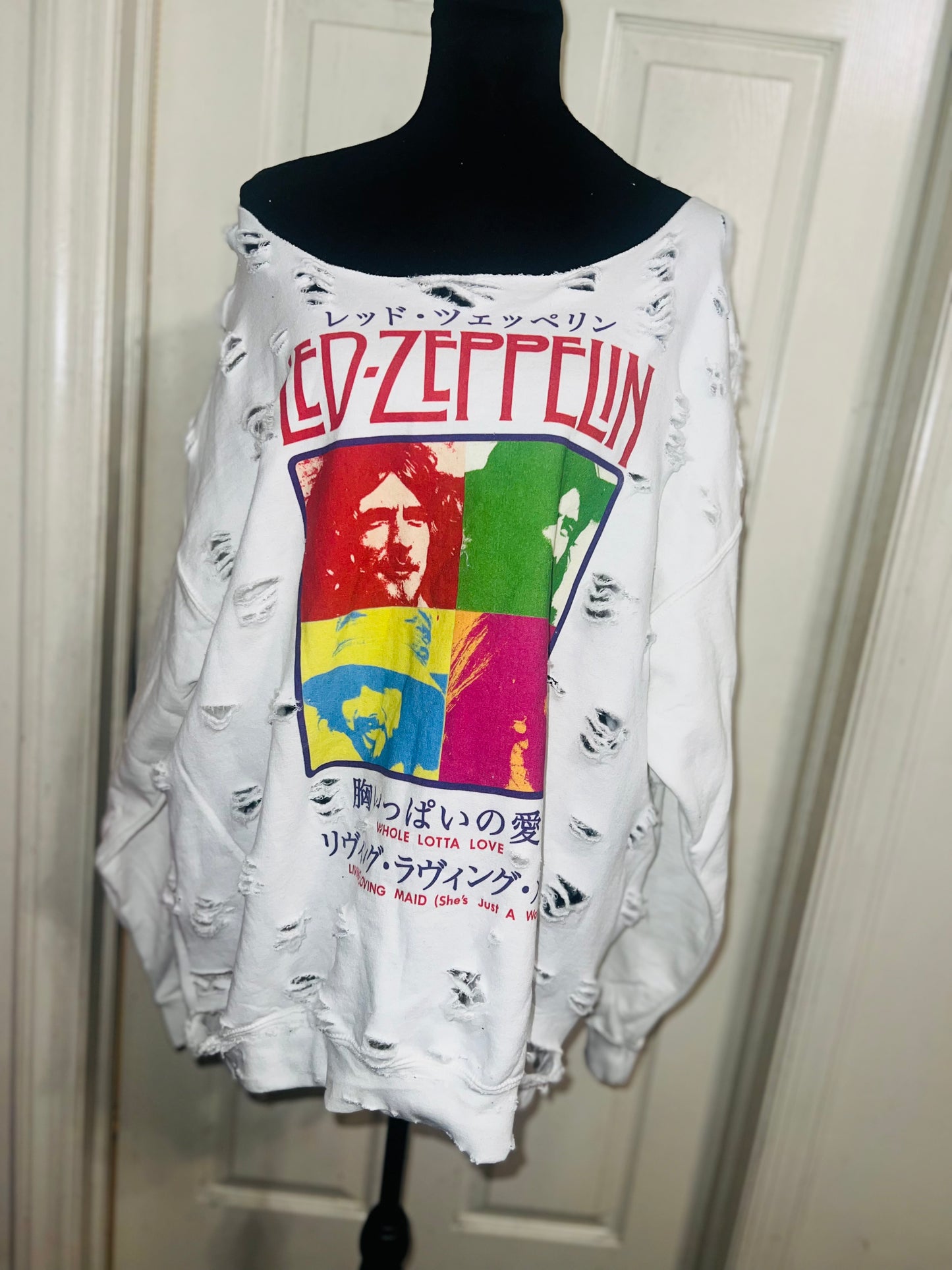 Led Zeppelin Oversized Distressed Sweatshirt