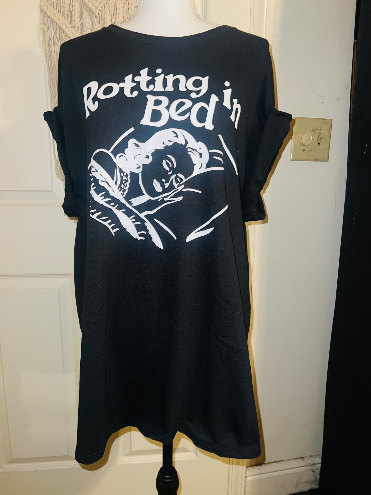 Rotting in Bed Oversized Distressed Tee