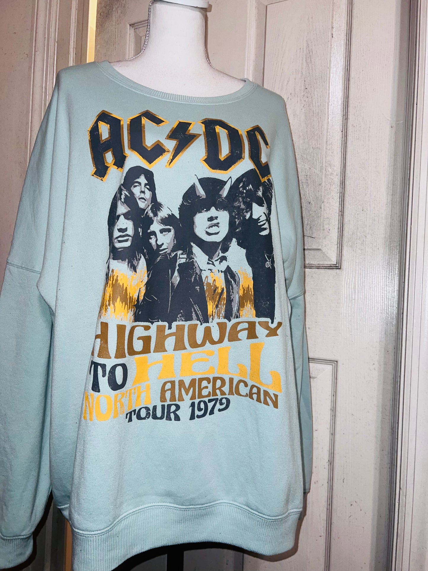 AC/DC Oversized Distressed Sweatshirt