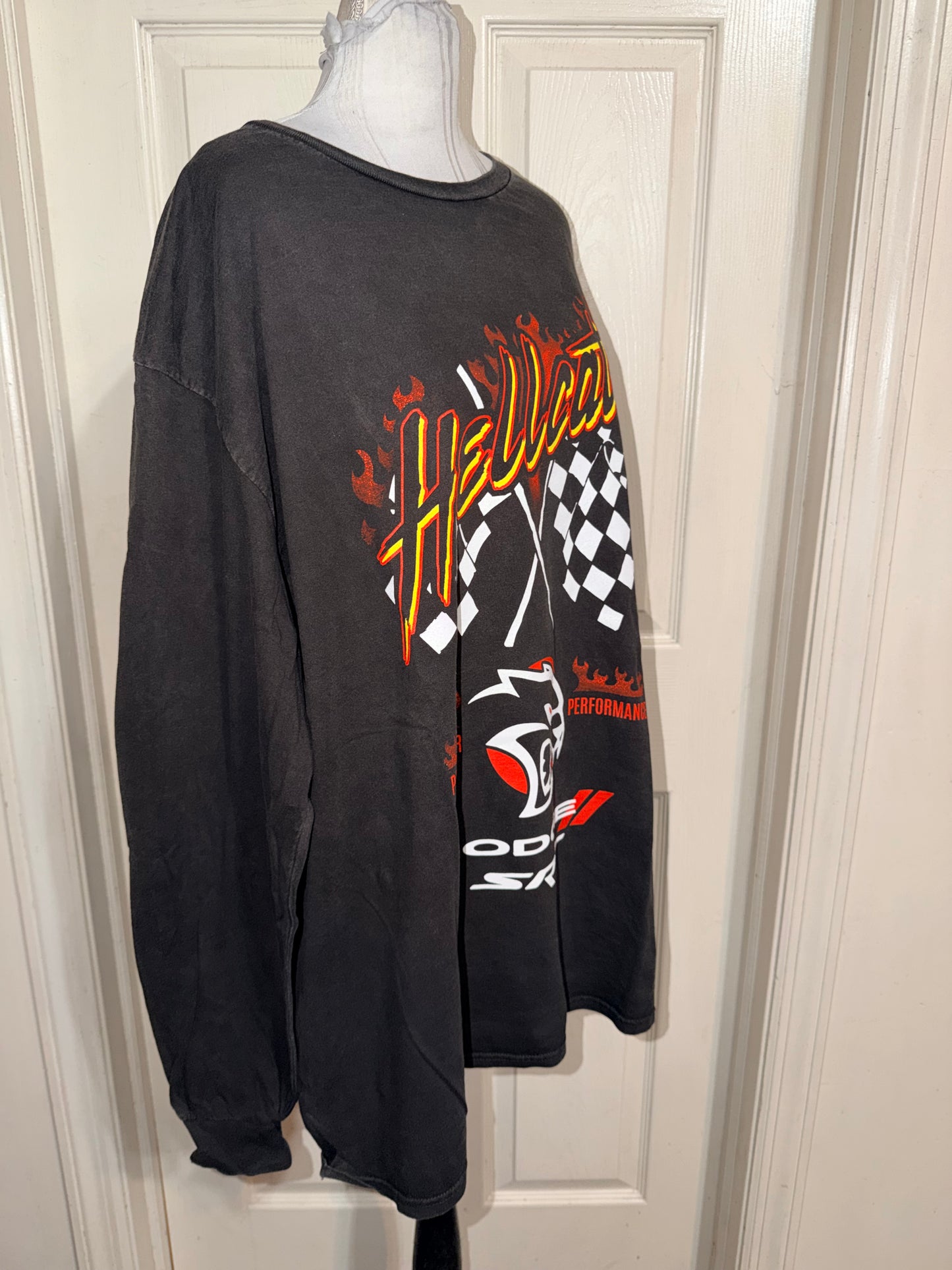 Dodge Hellcat Oversized Distressed Long Sleeve Tee
