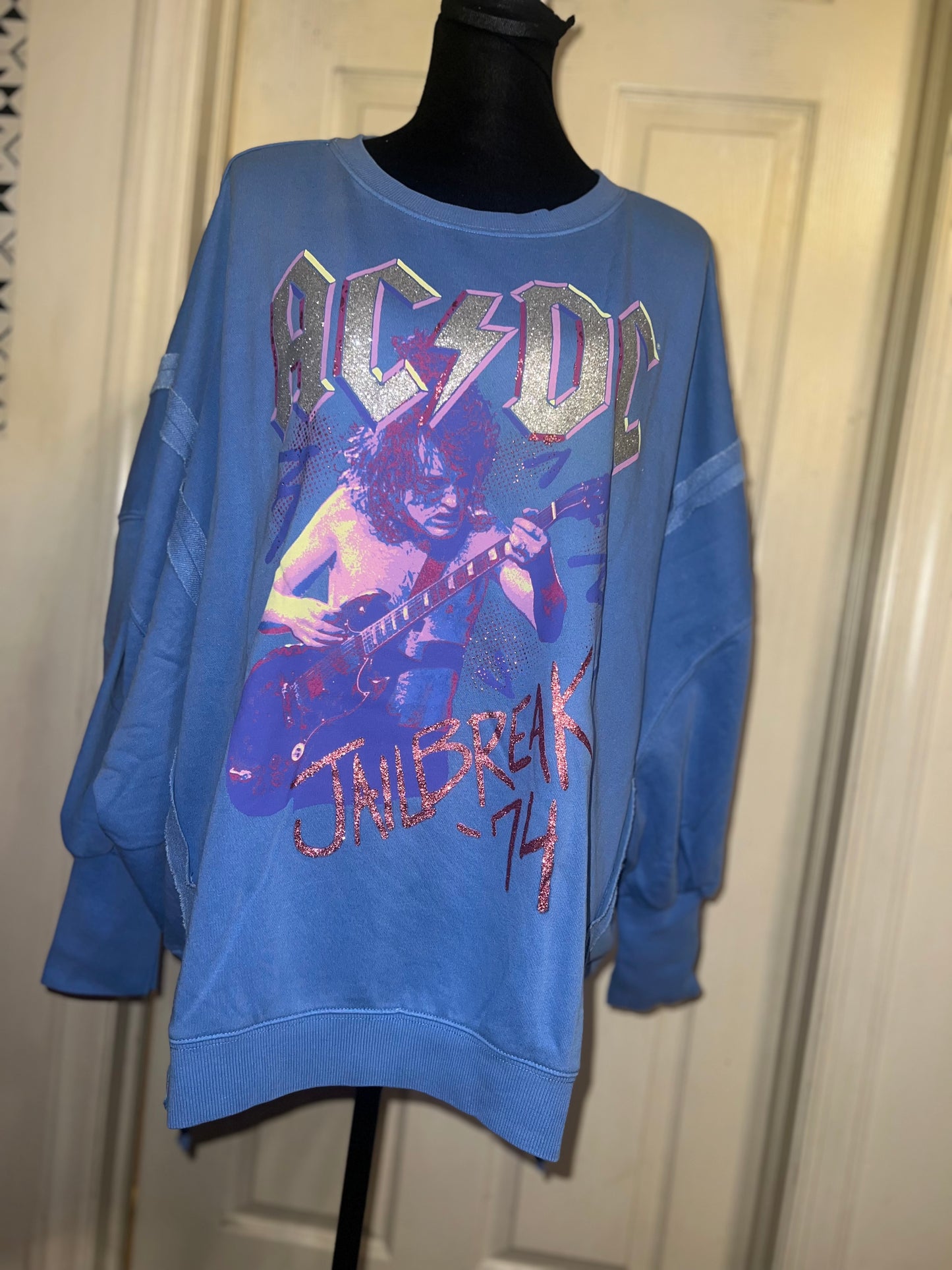 AC/DC Oversized Distressed Sweatshirt