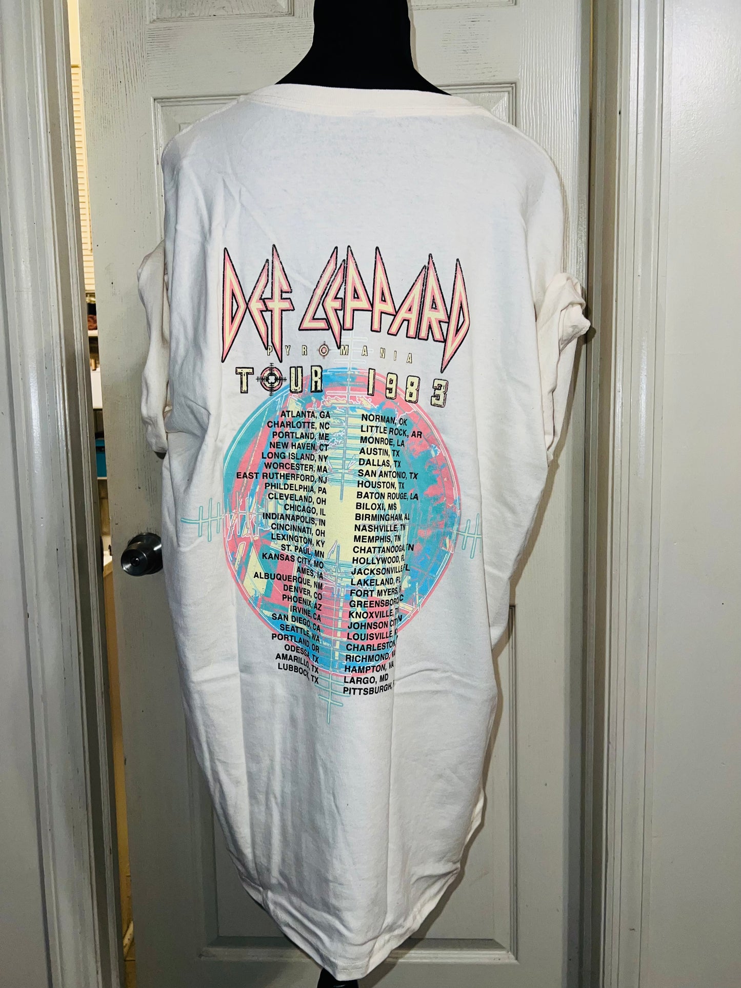 Def Leppard Double Sided Oversized Distressed Tee