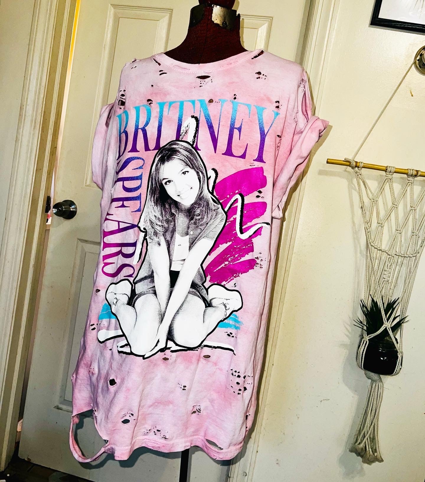 Britney Spears Tie Dye Oversized Distressed Tee