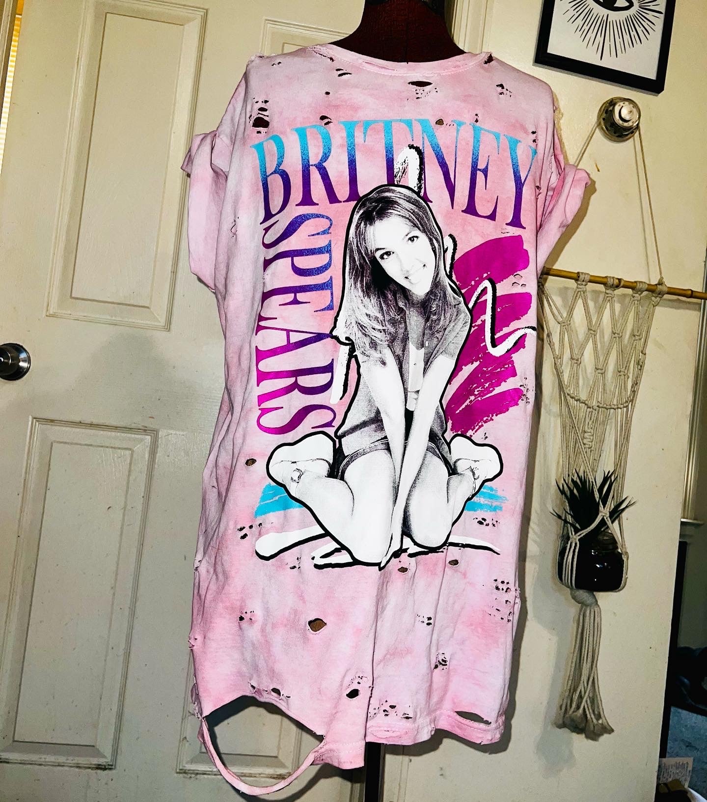 Britney Spears Tie Dye Oversized Distressed Tee