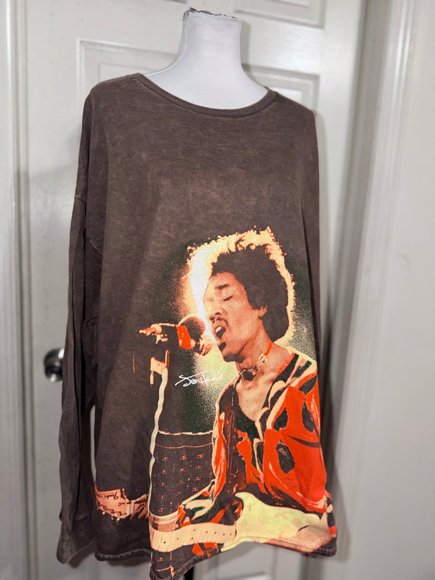 Jimi Hendrix Oversized Distressed Long Sleeve Tee