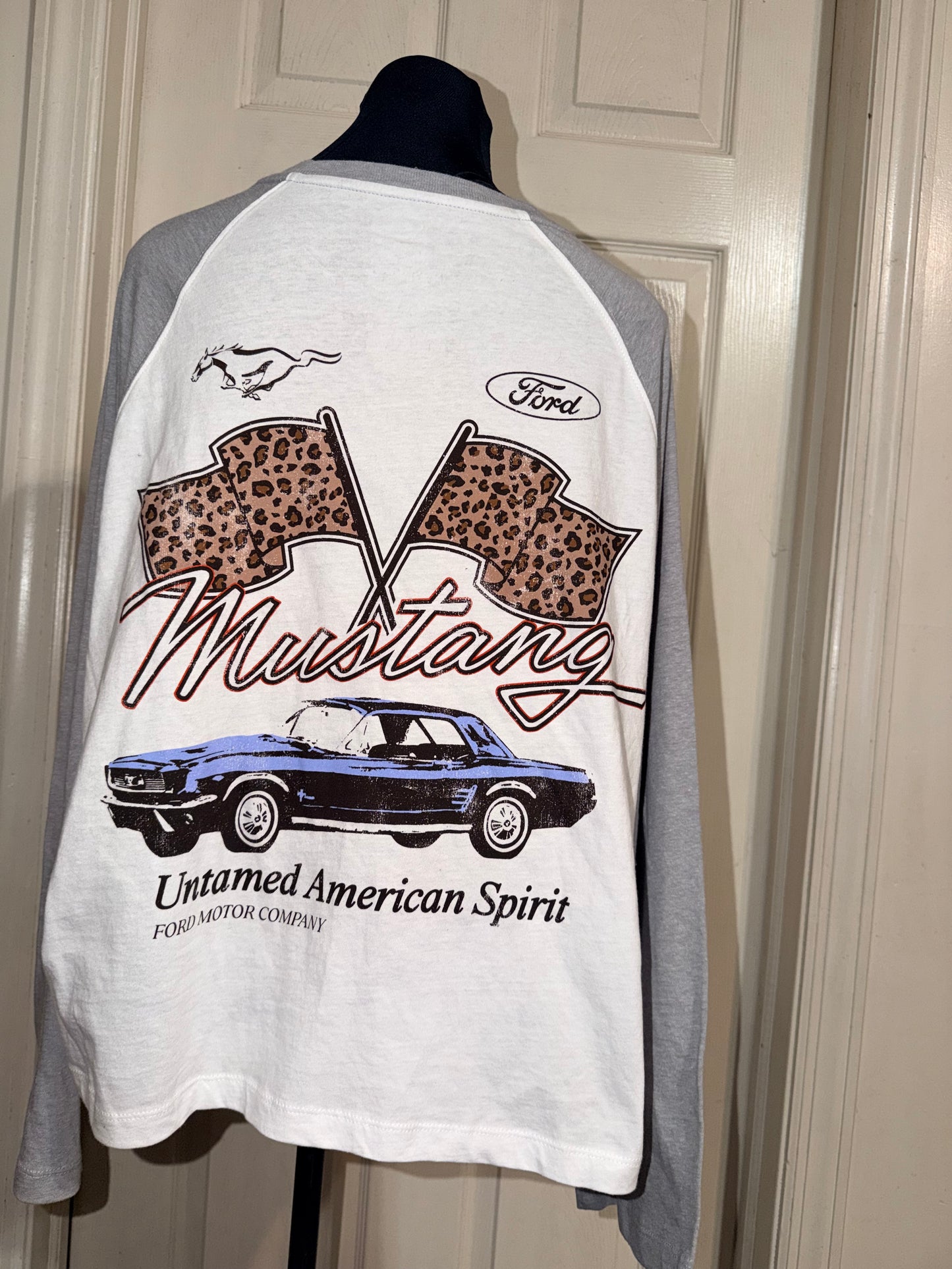Ford Mustang Double Sided Oversized Distressed Long Sleeve Tee