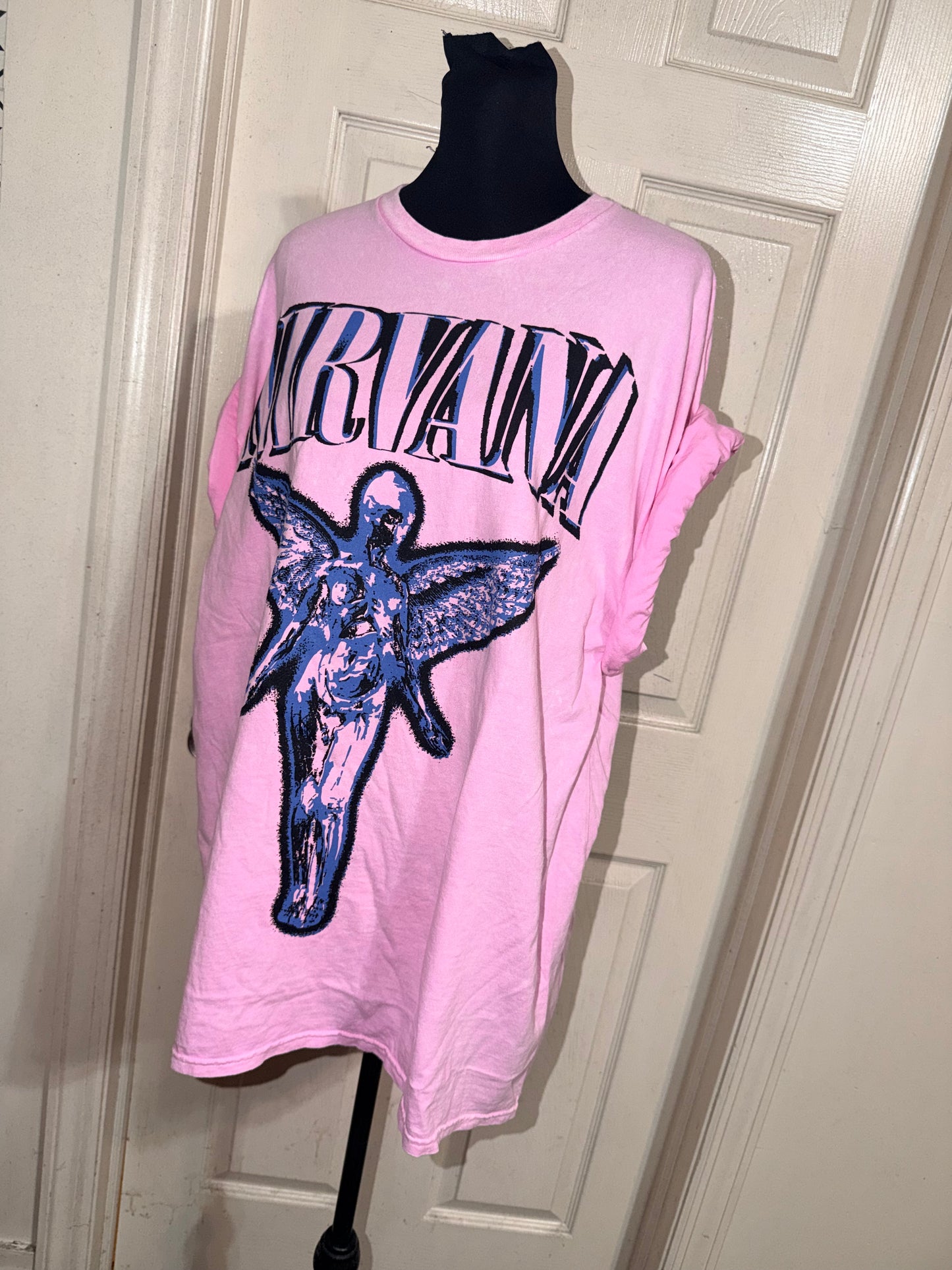 Nirvana Double Sided Oversized Distressed Tee