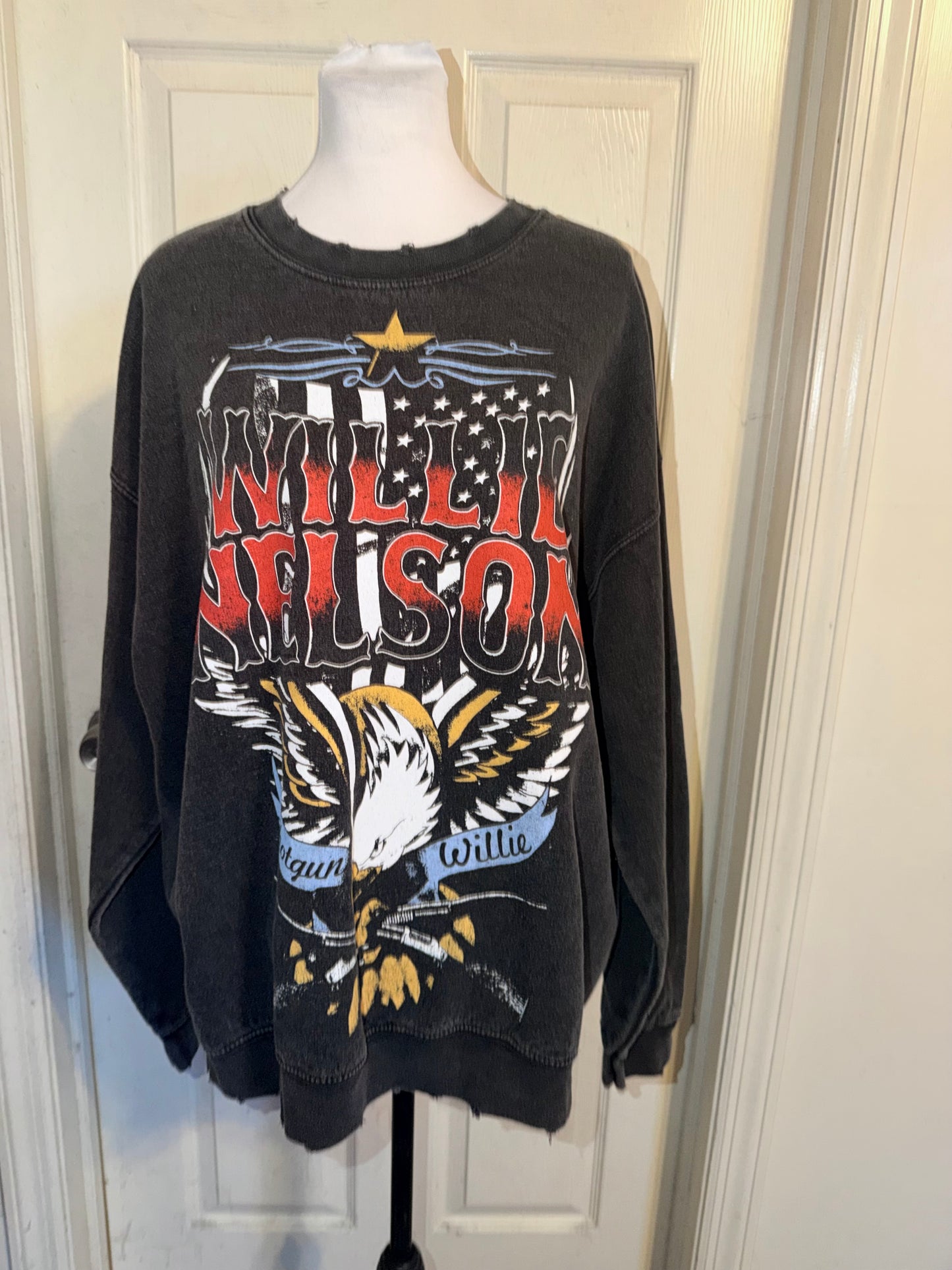 Willie Nelson Oversized Distressed Sweatshirt