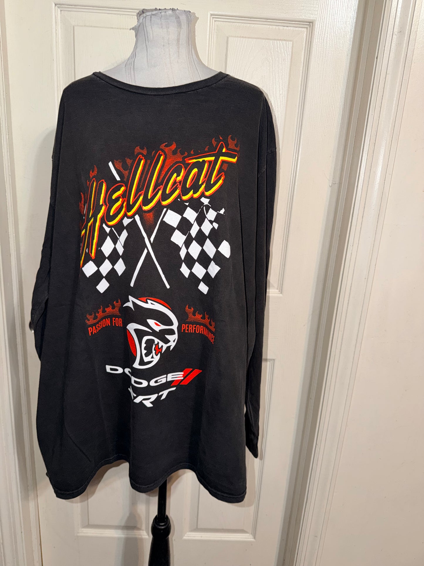 Dodge Hellcat Oversized Distressed Long Sleeve Tee
