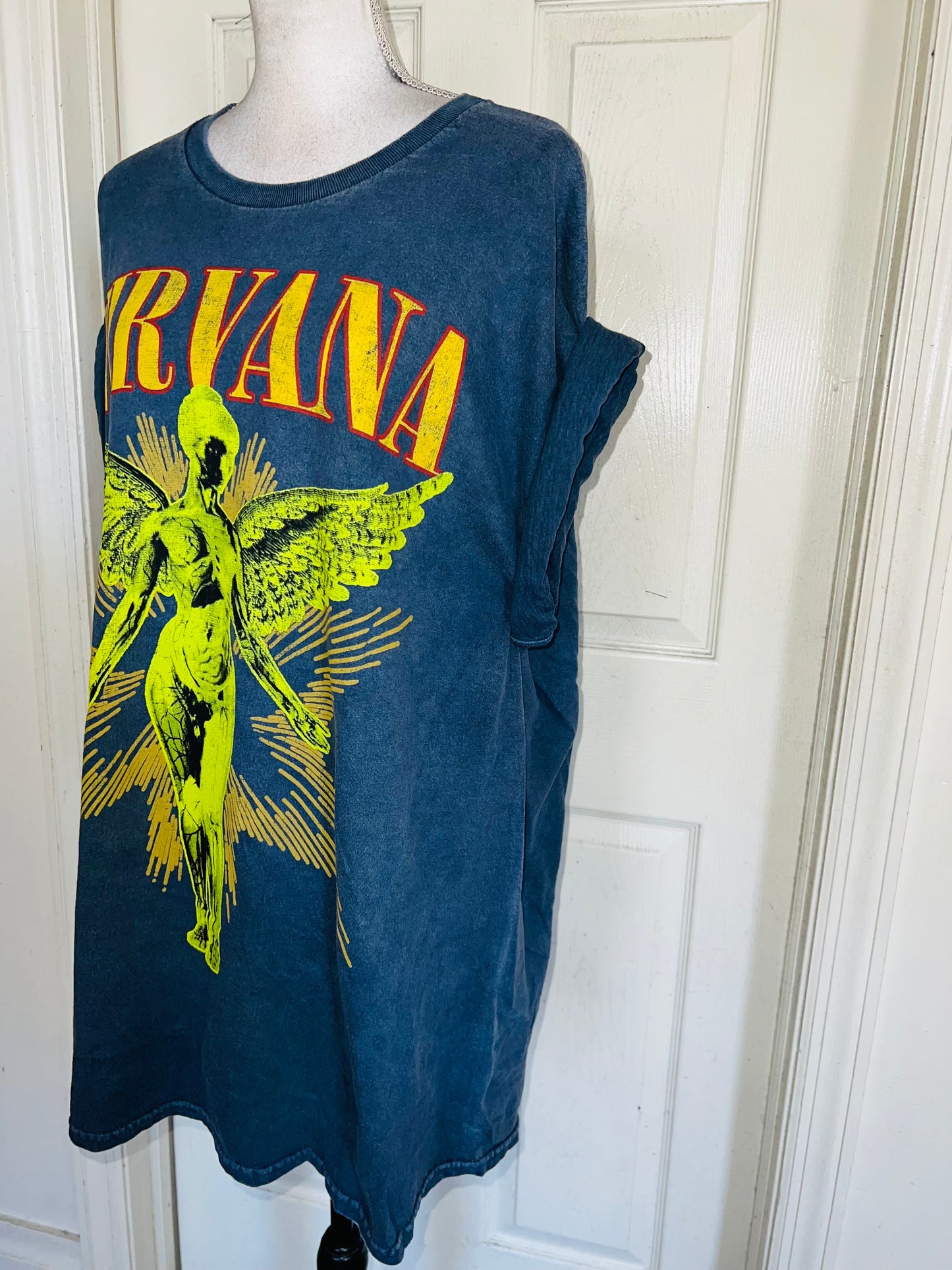 Nirvana Double Sided Oversized Distressed Tee