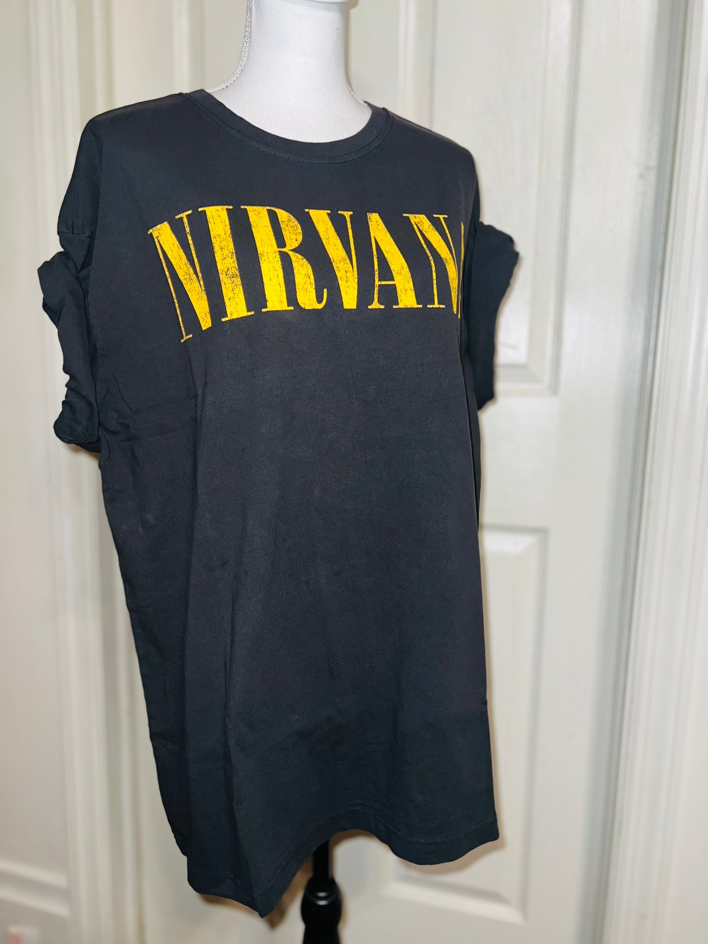 Nirvana Double Sided Oversized Distressed Tee