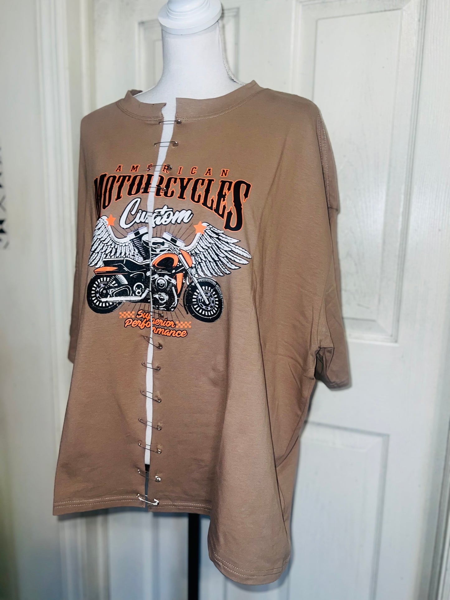 Motorcycle Split Distressed Oversized Tee