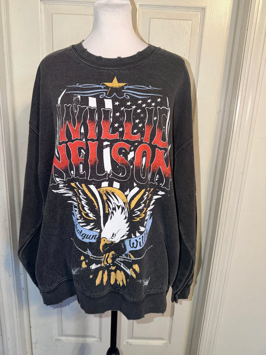 Willie Nelson Oversized Distressed Sweatshirt