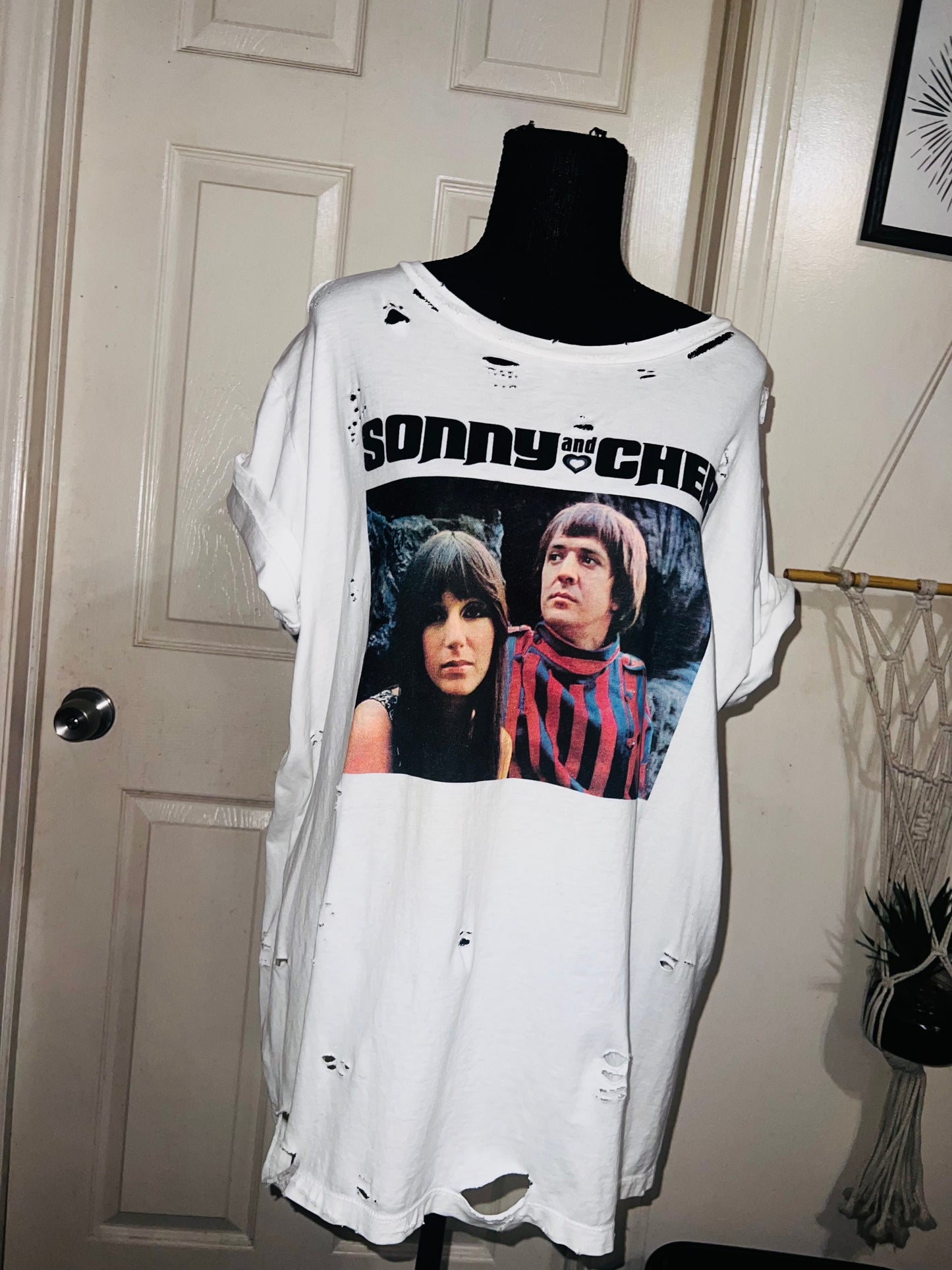 Sonny and Cher Oversized Distressed Tee