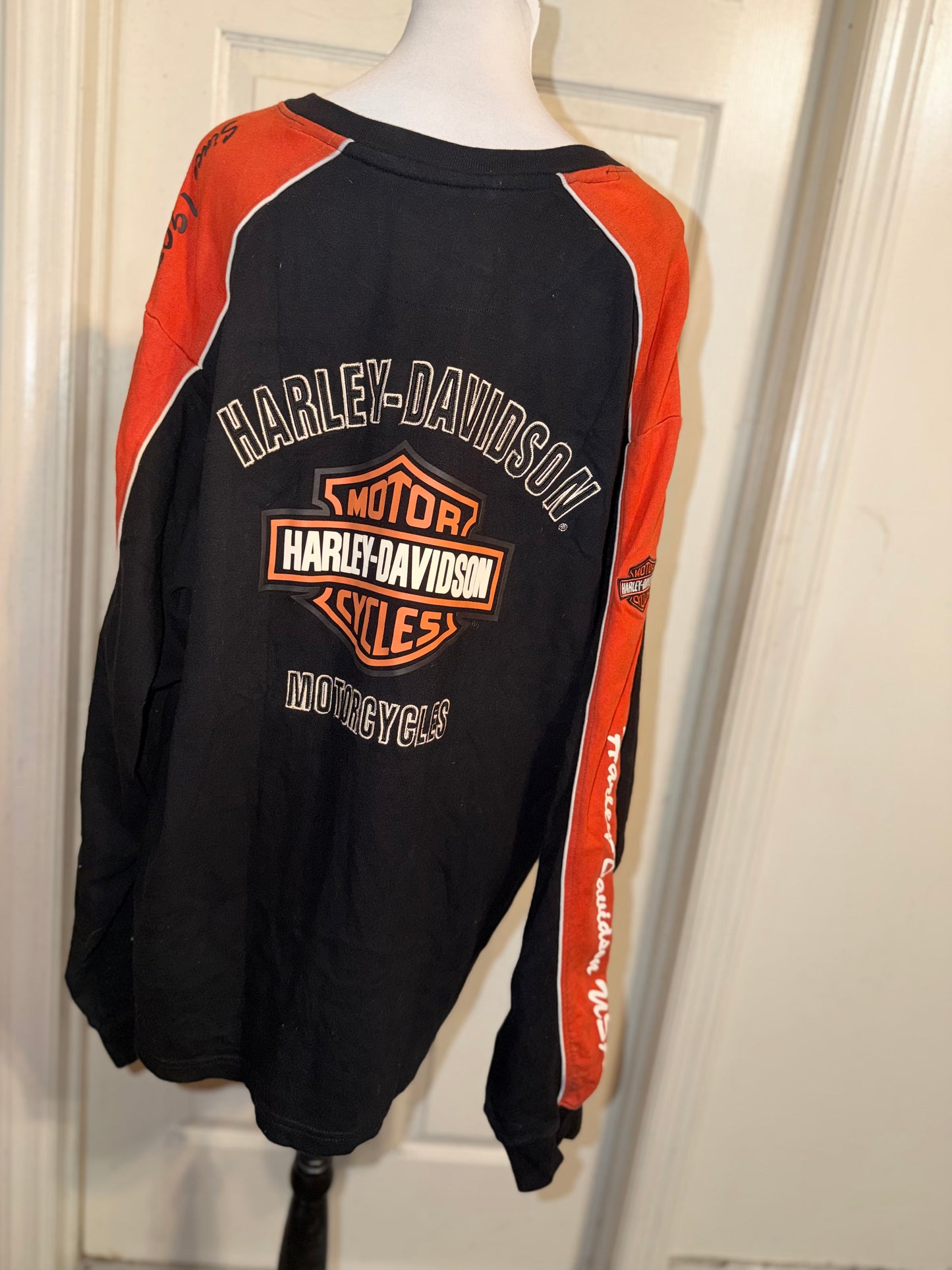 Harley Davidson Double Sided Oversized Distressed Vintage Jersey Sweatshirt