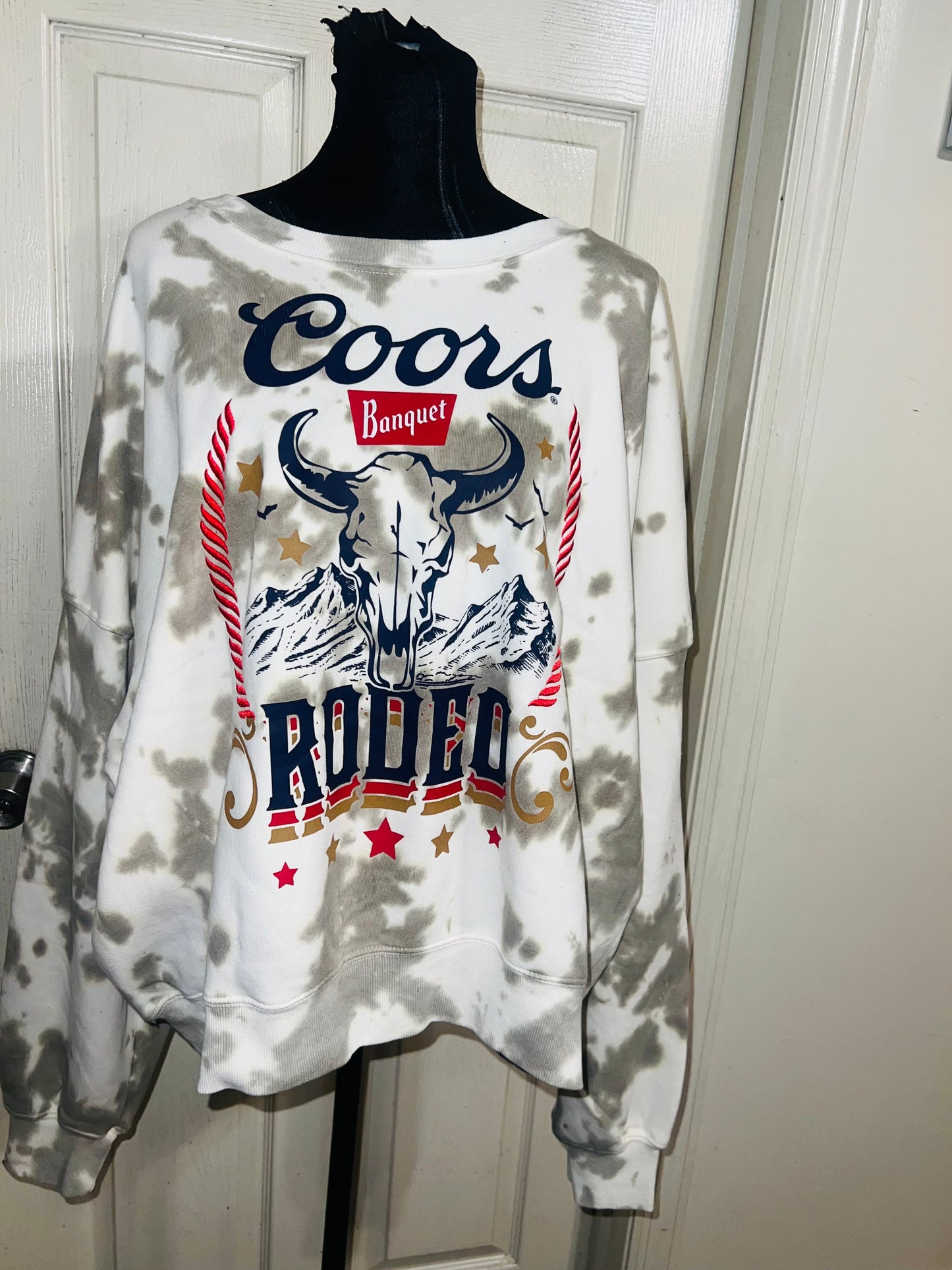Coors Banquet Rodeo Oversized Distressed Sweatshirt