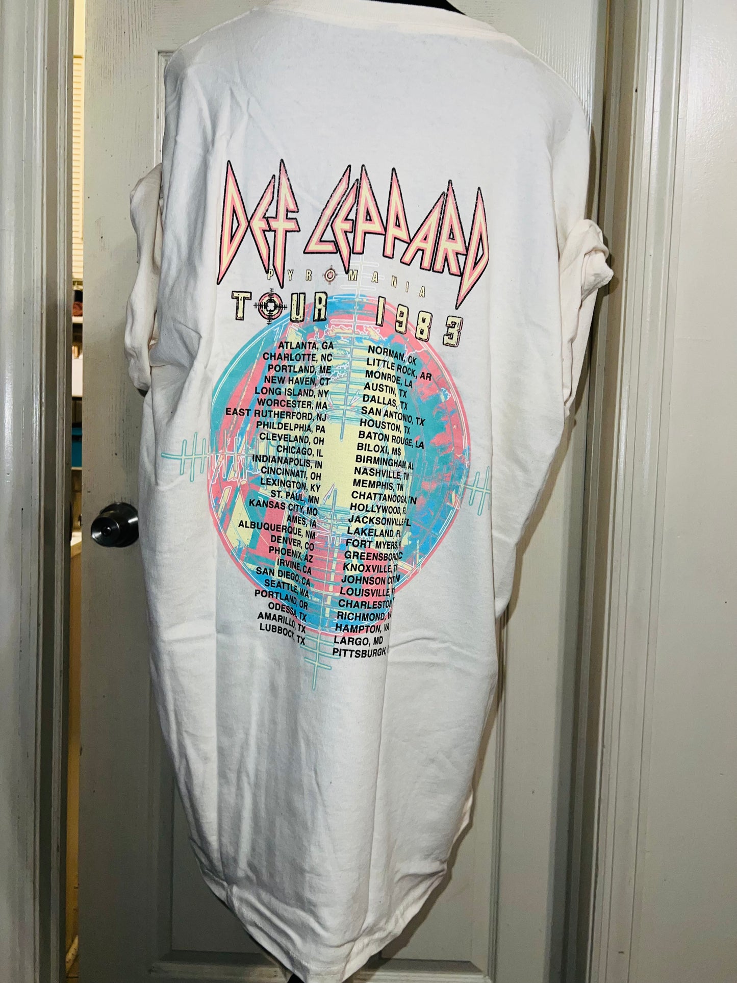 Def Leppard Double Sided Oversized Distressed Tee