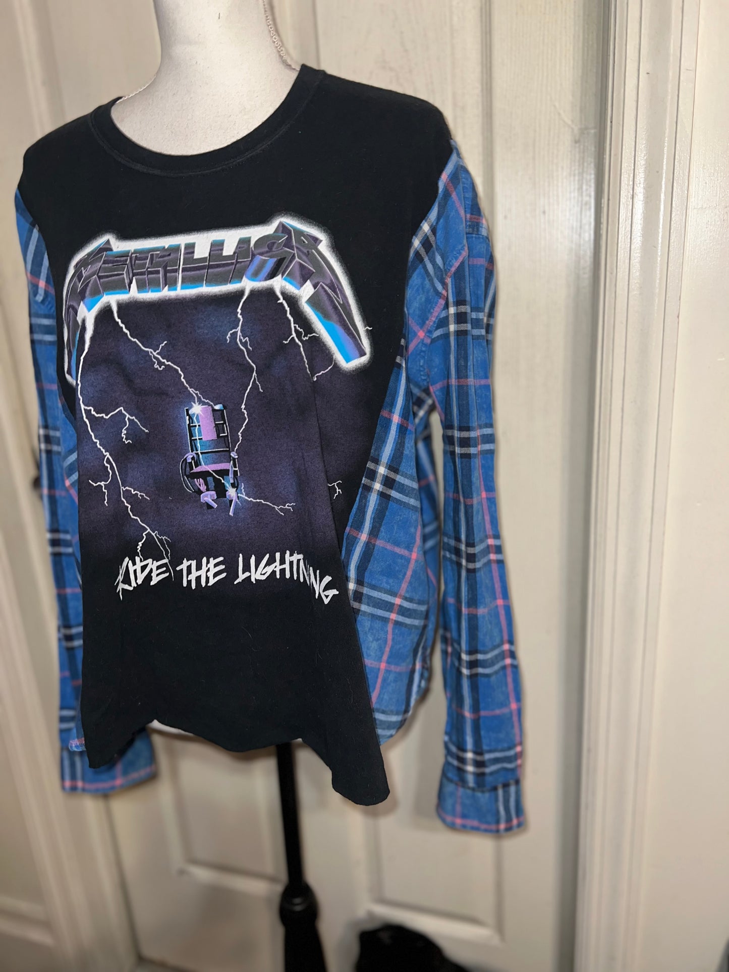 Metallica Oversized Distressed Flannel Long Sleeve Tee