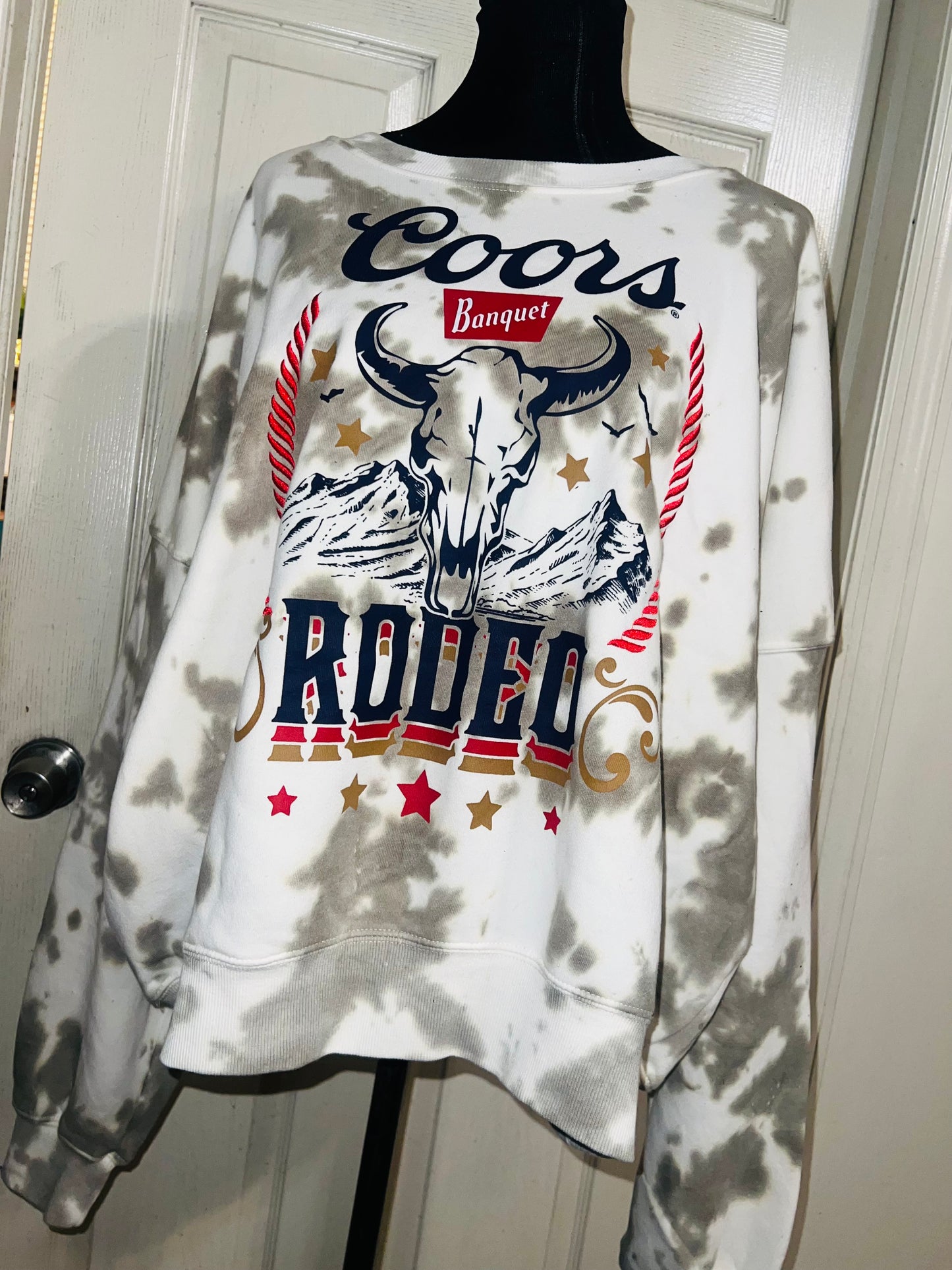 Coors Banquet Rodeo Oversized Distressed Sweatshirt