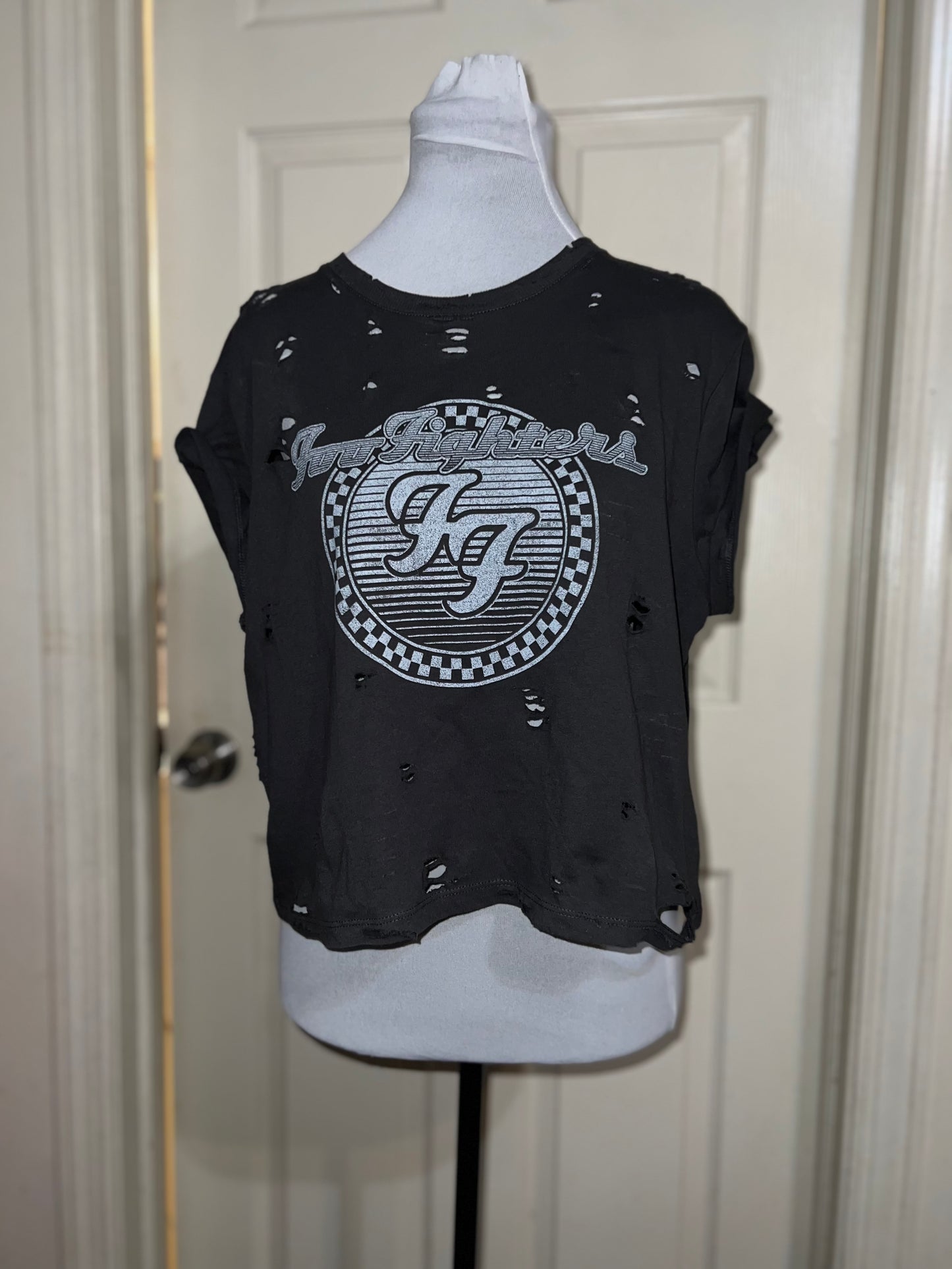 Foo Fighters Oversized Distressed Baby Tee