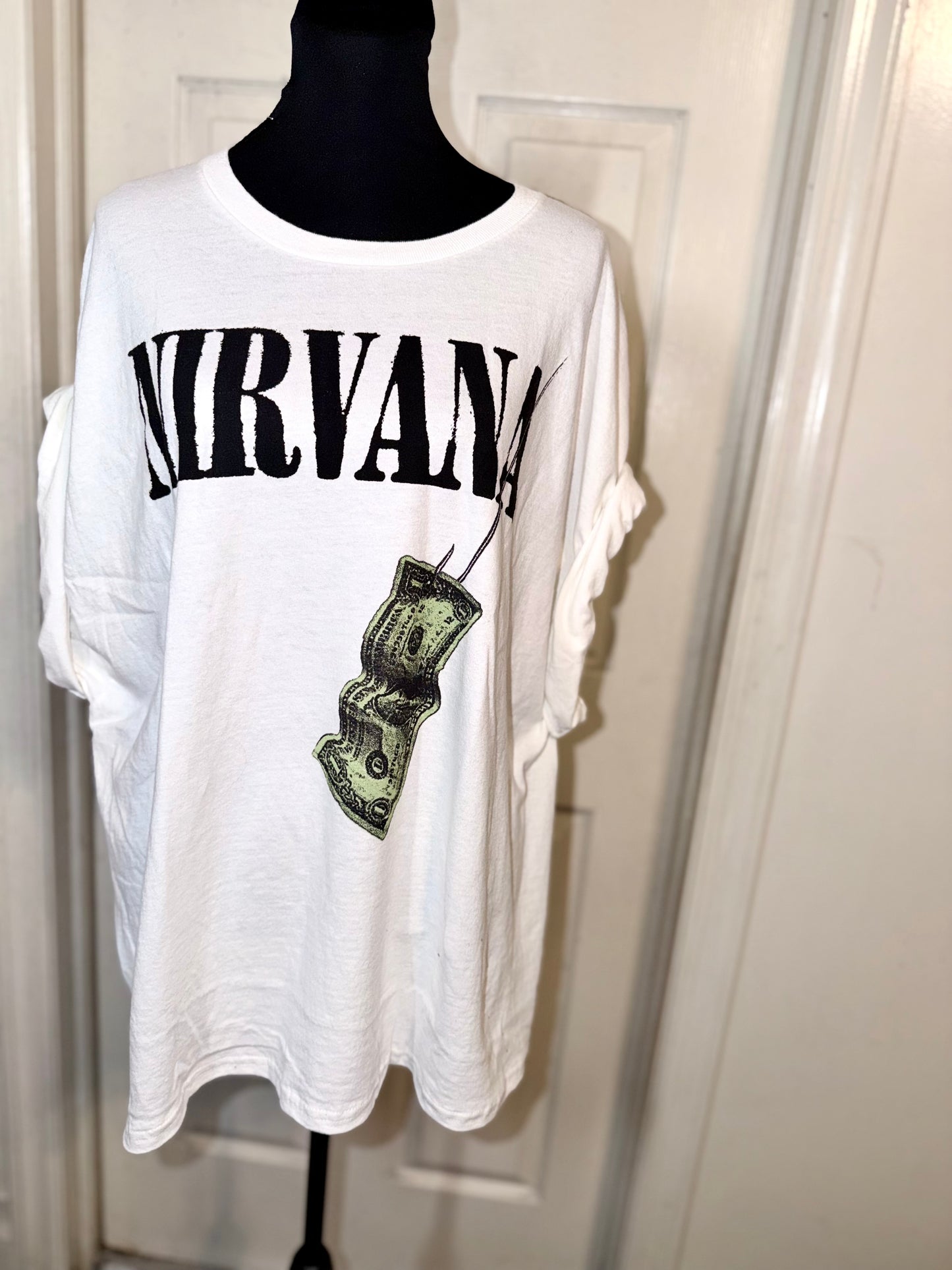 Nirvana Double Sided Oversized Distressed Tee