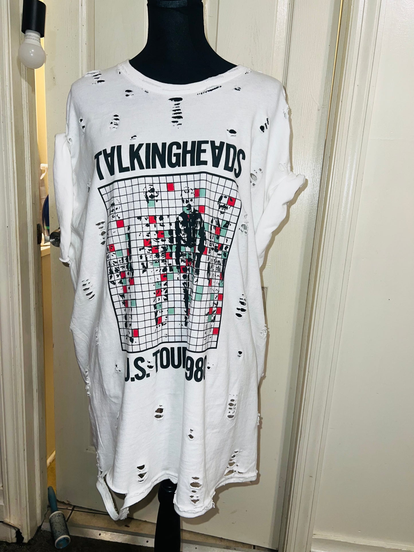 Talking Heads Double Sided Oversized Distressed Tee