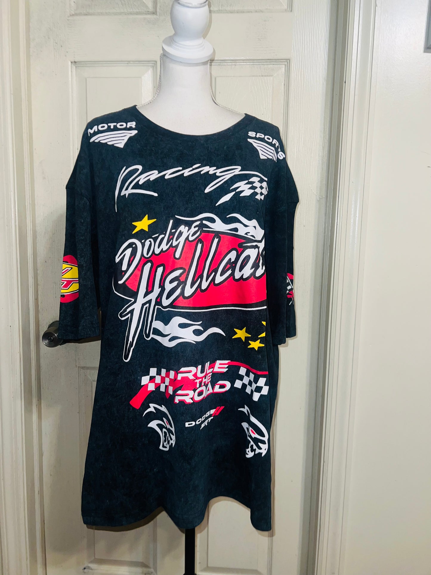 Dodge Hellcat Racing Oversized Distressed Tee  on