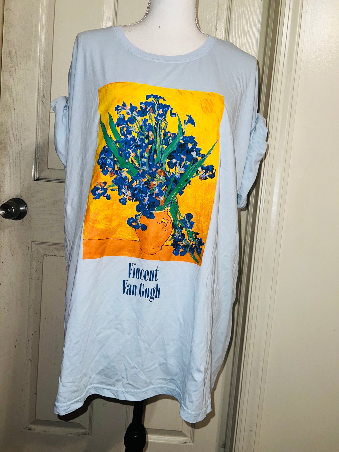 Vincent Van Gogh Irises Oversized Distressed Tee