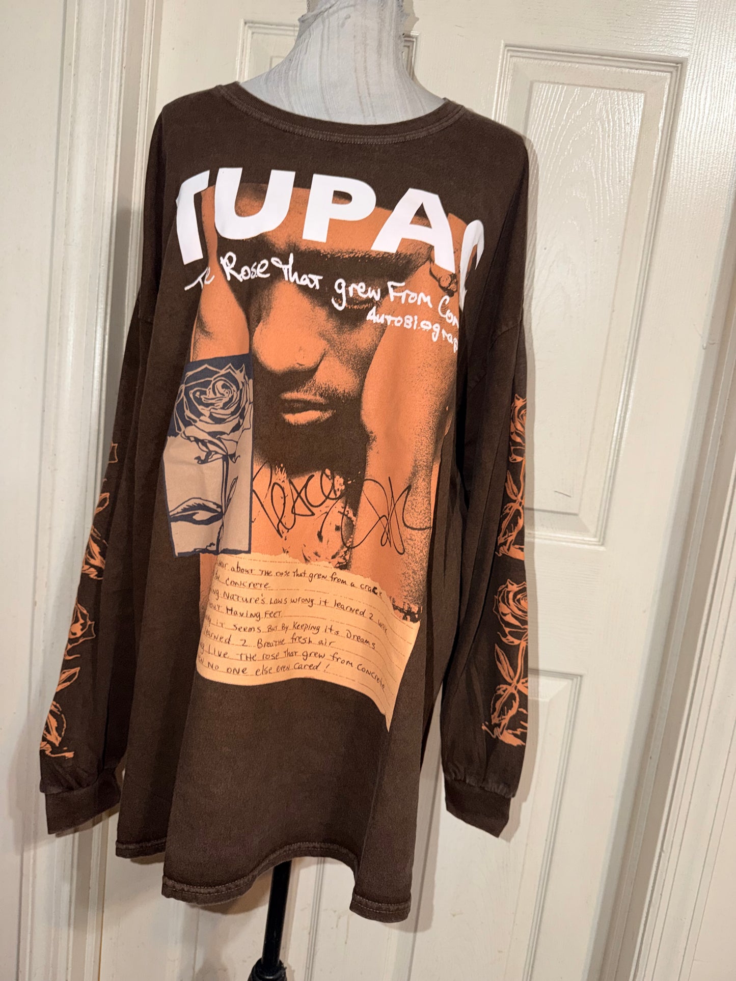 Tupac Oversized Distressed Long Sleeve Tee