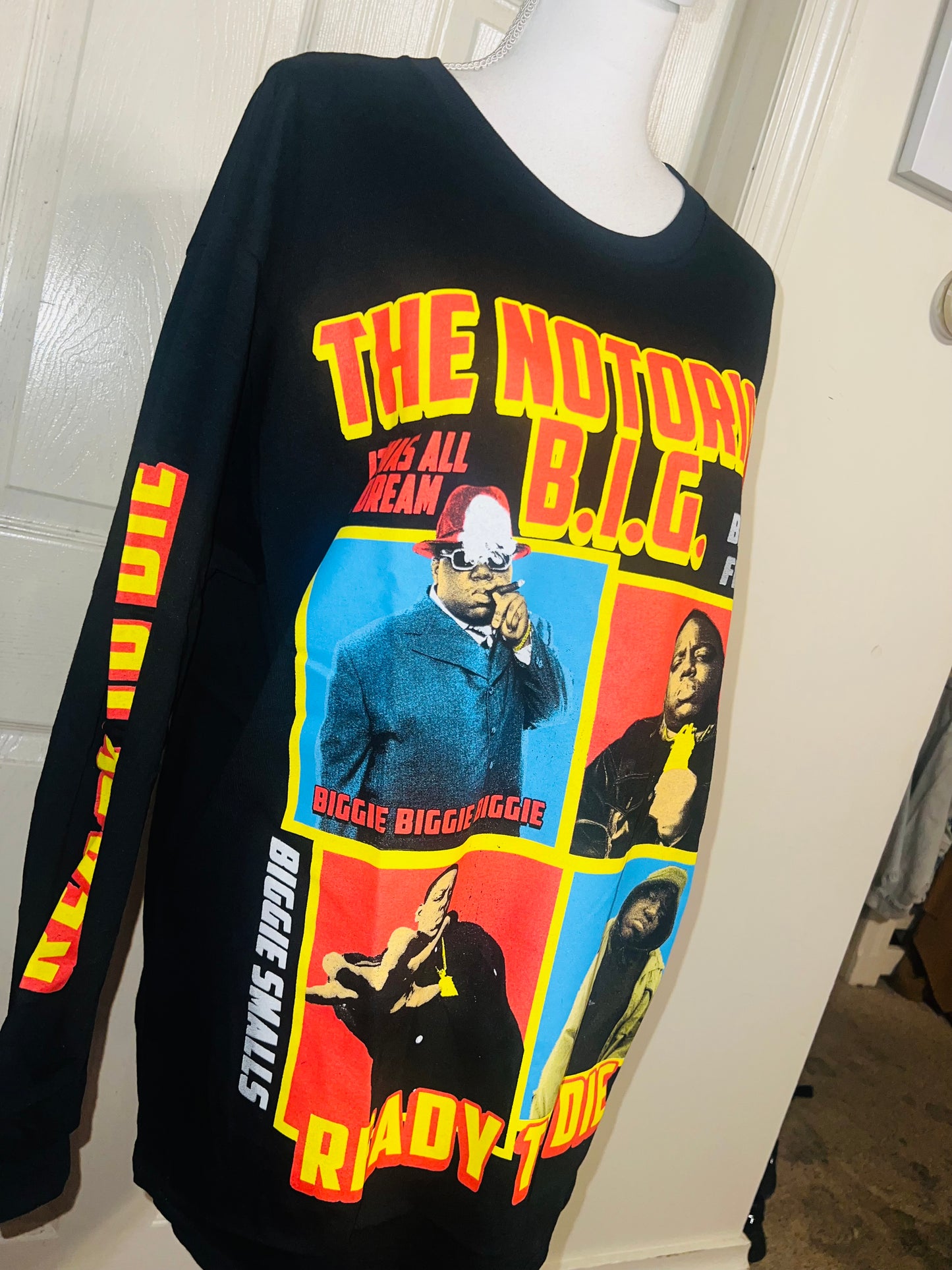 Notorious B.I.G. Oversized Distressed Long Sleeve Tee