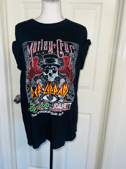 Motley Crue, Def Leppard, Poison, and Joan Jett Double Sided Oversized Tee