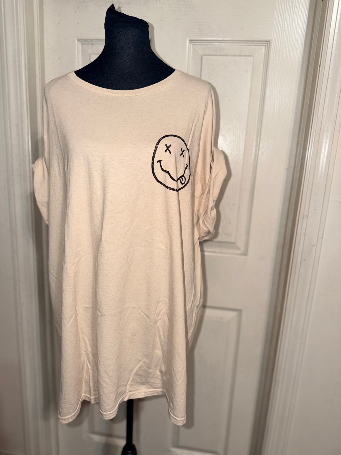 Nirvana Double Sided Oversized Distressed Tee