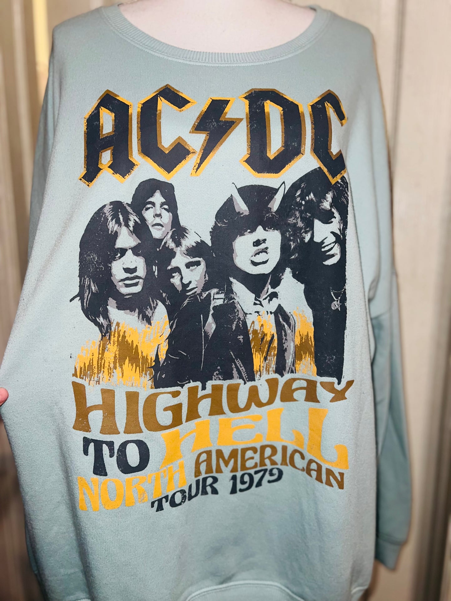 AC/DC Oversized Distressed Sweatshirt