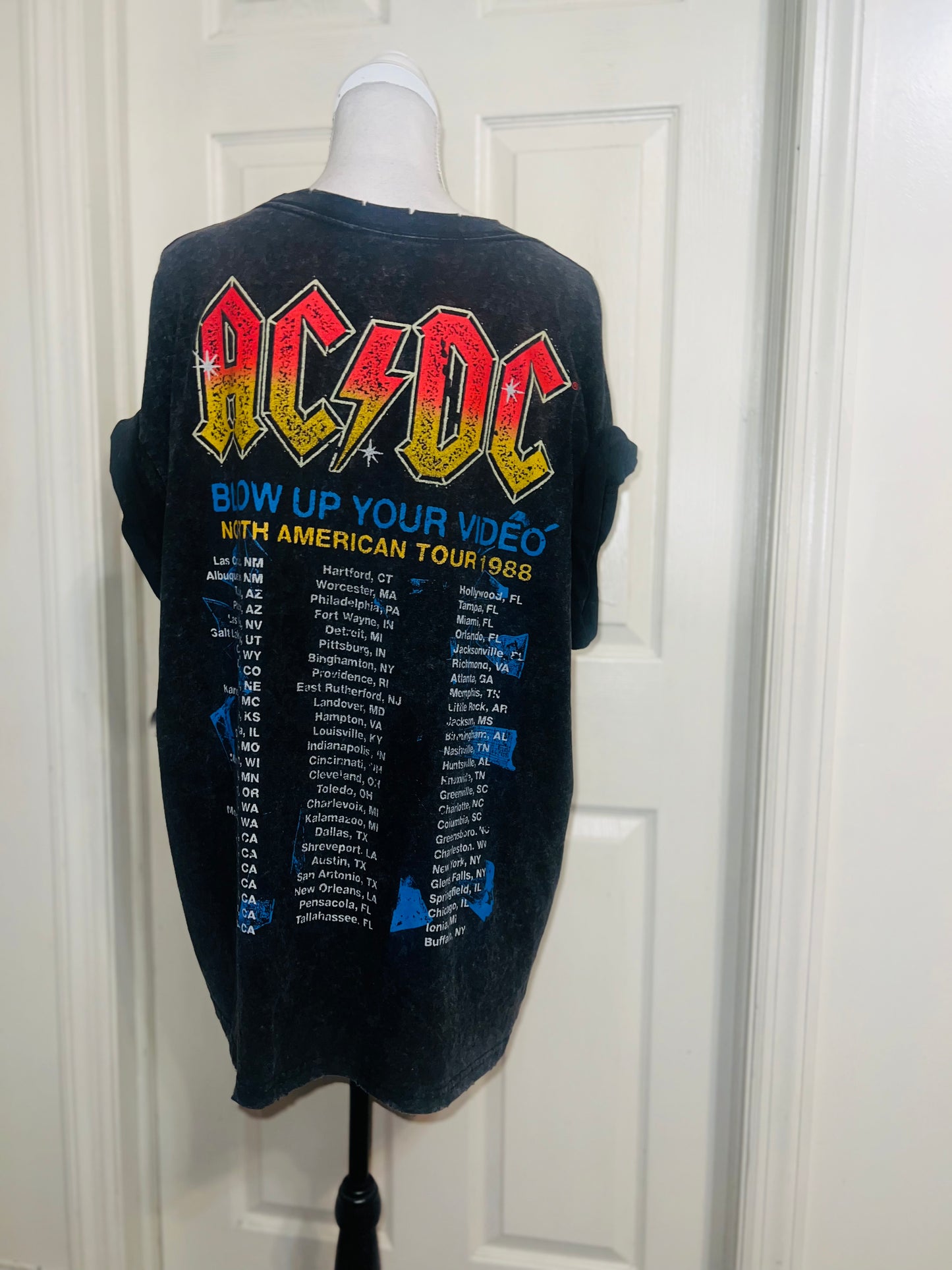 AC/DC Double Sided Oversized Distressed Tee