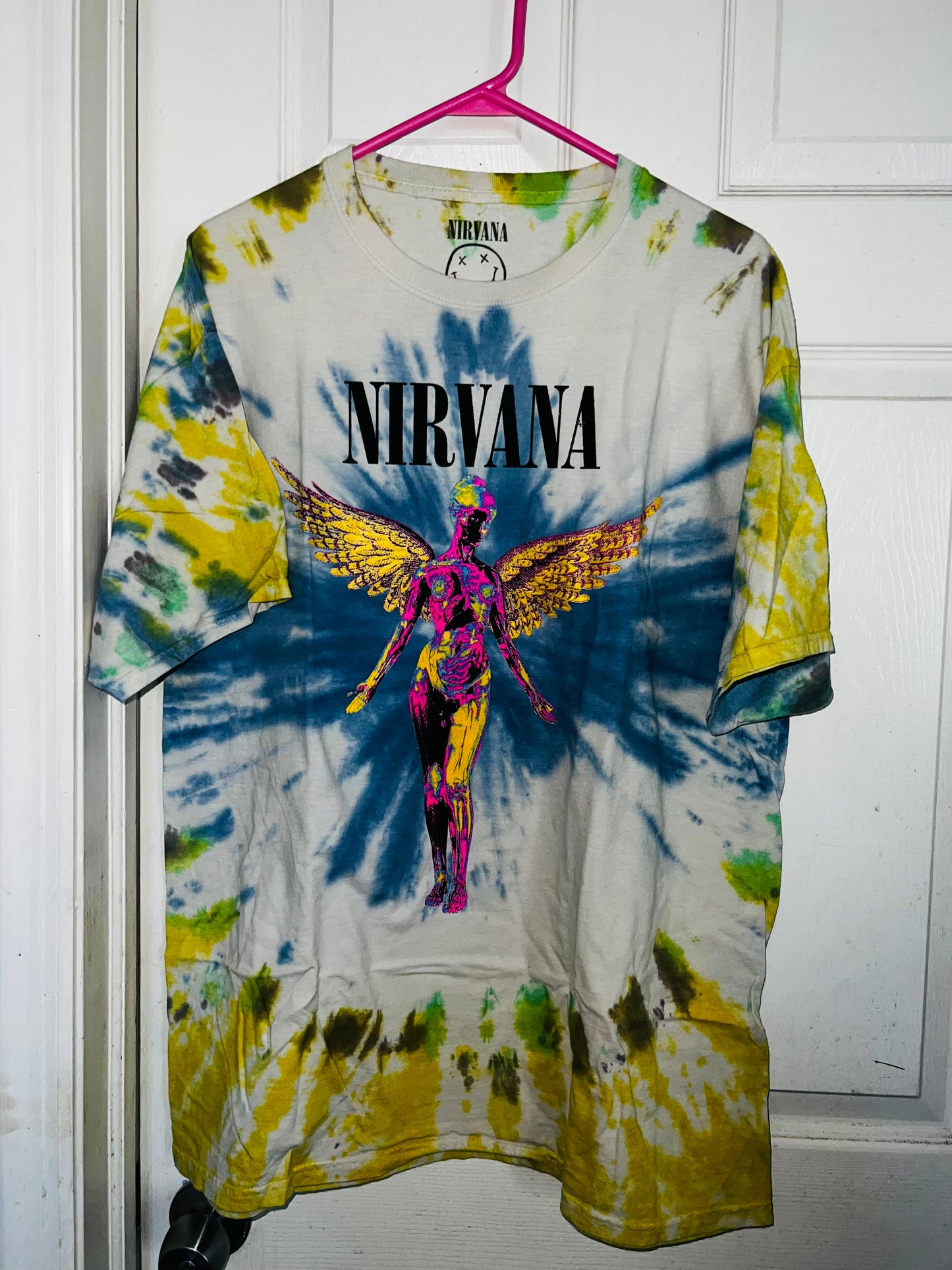 Nirvana Tie Die Oversized Distressed Tee