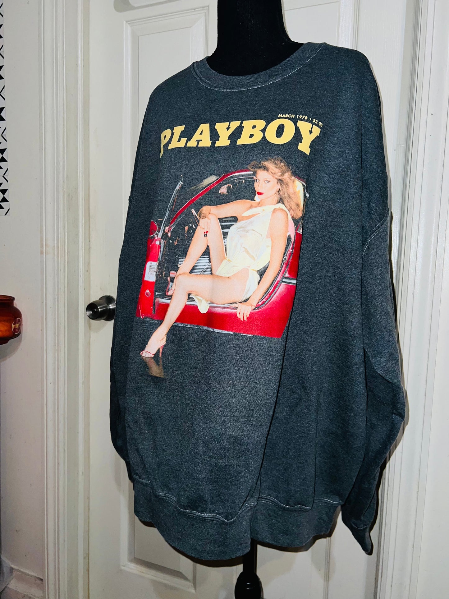 Playboy Magazine Oversized Distressed Sweatshirt