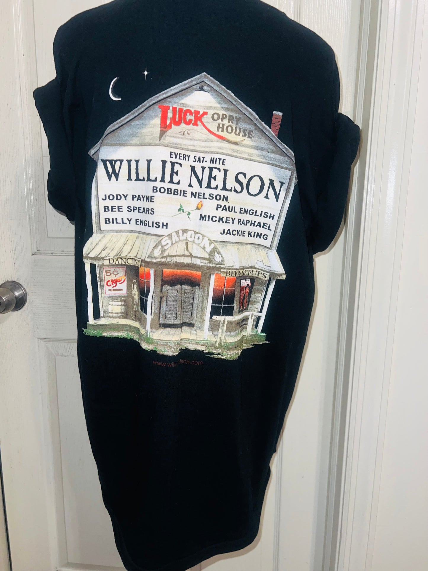 Willie Nelson Double Sided Distressed Vintage Oversized Tee