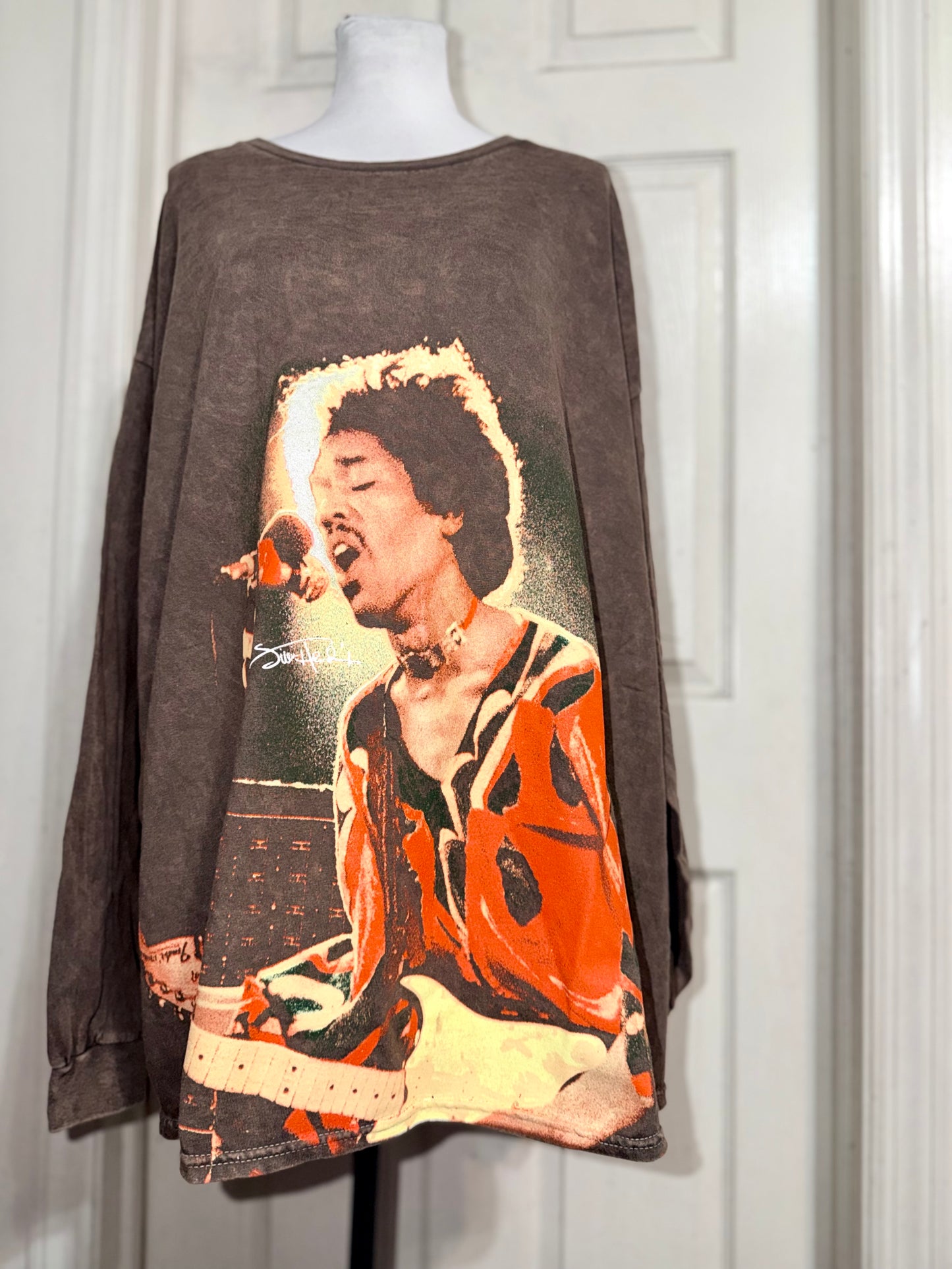 Jimi Hendrix Oversized Distressed Long Sleeve Tee