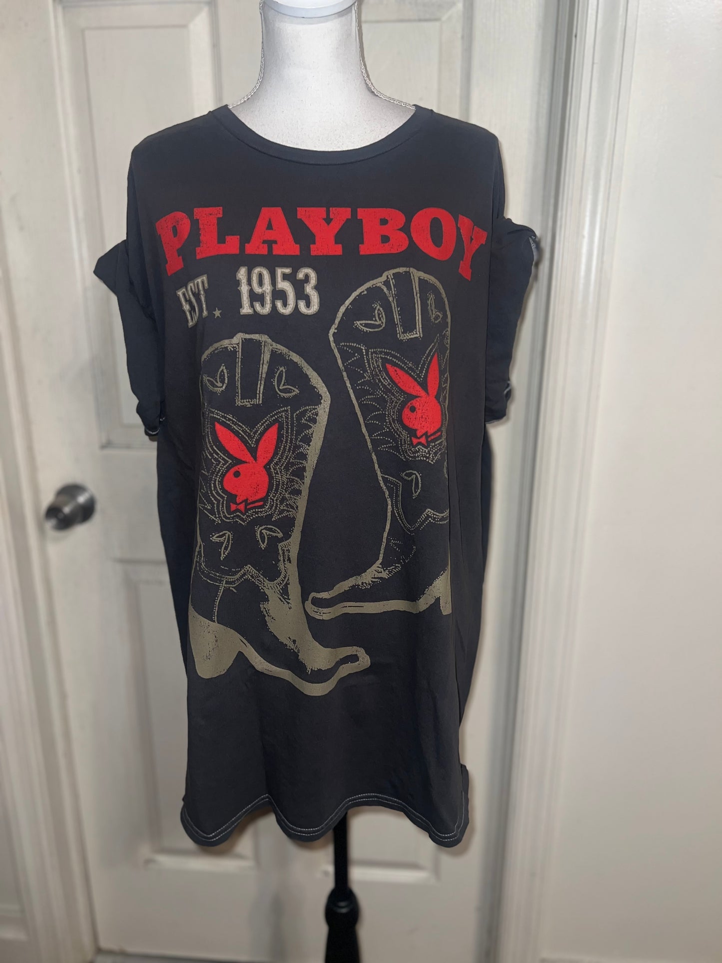 Playboy Cowboy Oversized Distressed Tee