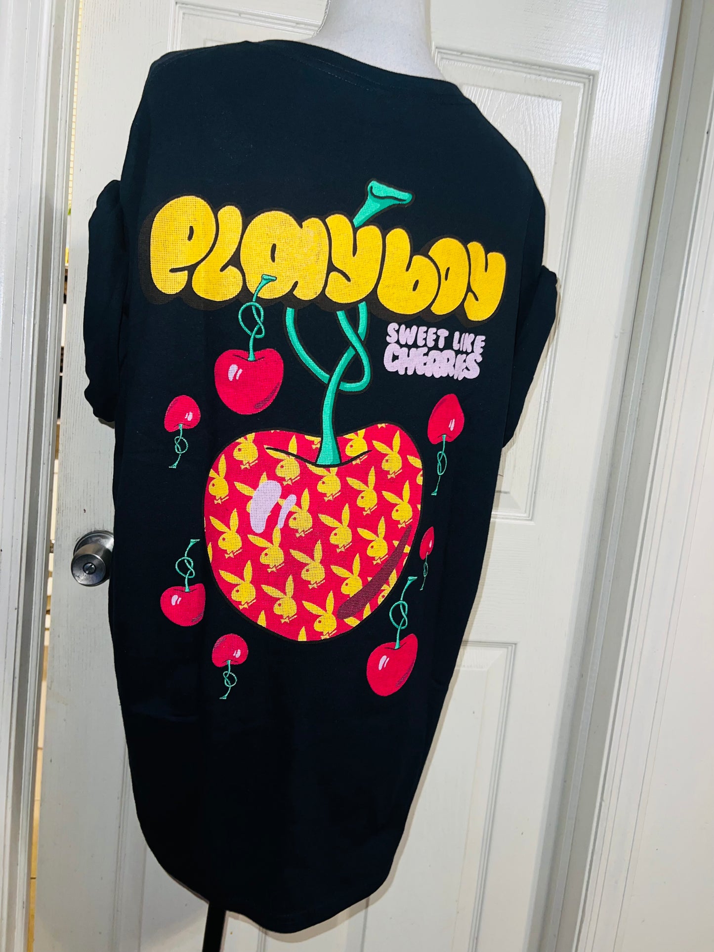 Playboy Cherry Double Sided Oversized Distressed Tee