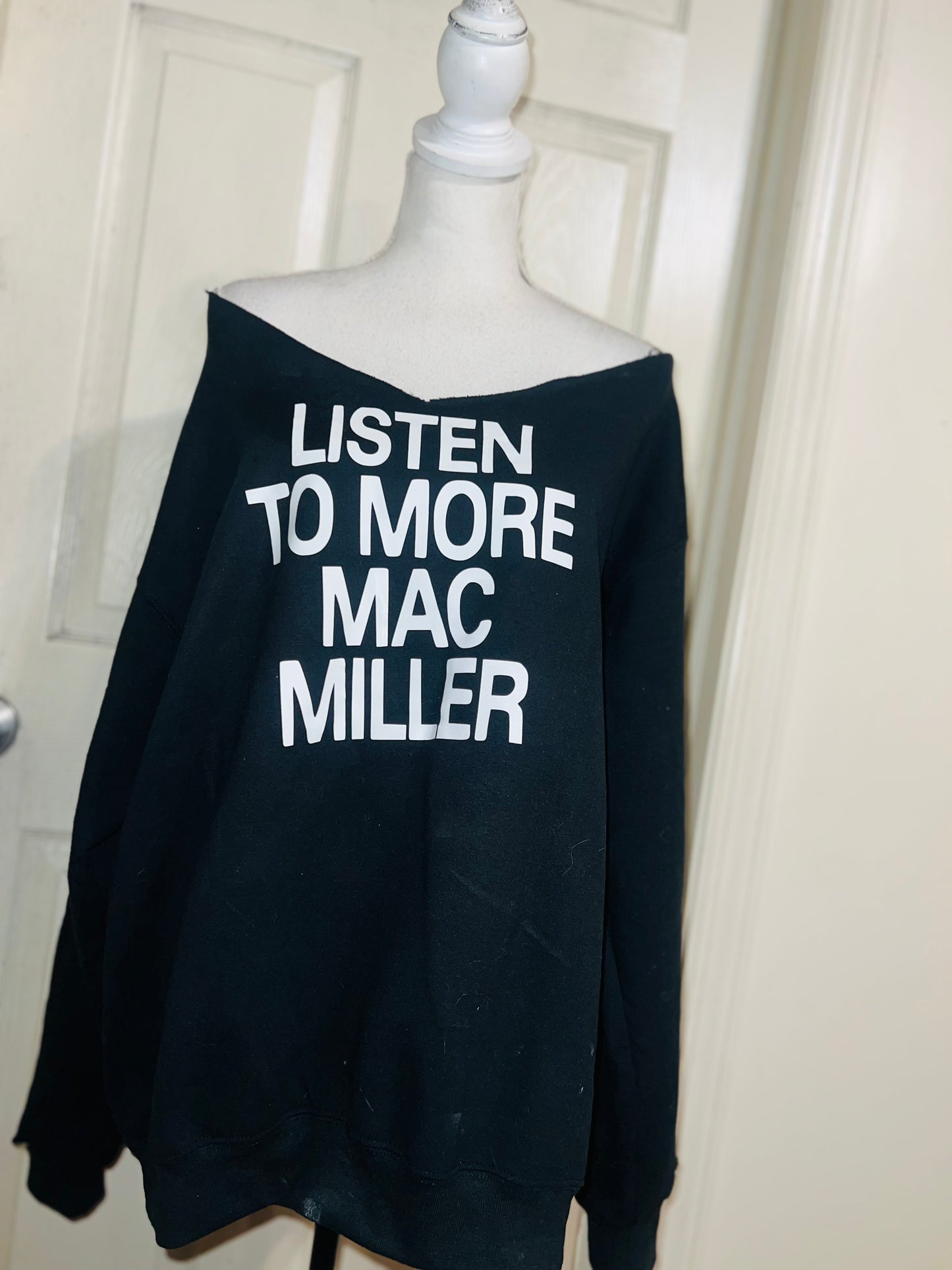 Mac Miller Oversized Distressed Sweatshirt