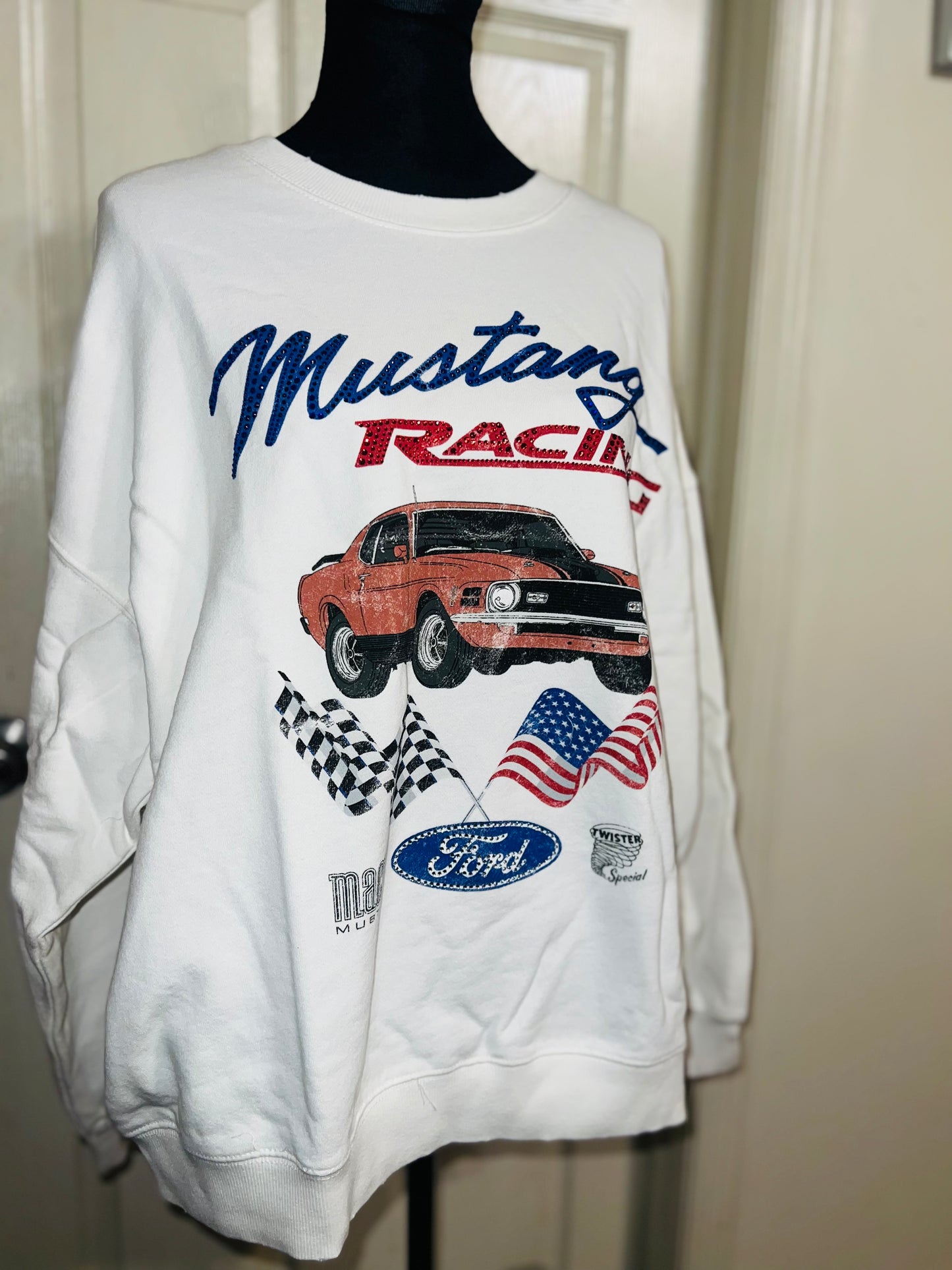 Ford Mustang Oversized Distressed Sweatshirt