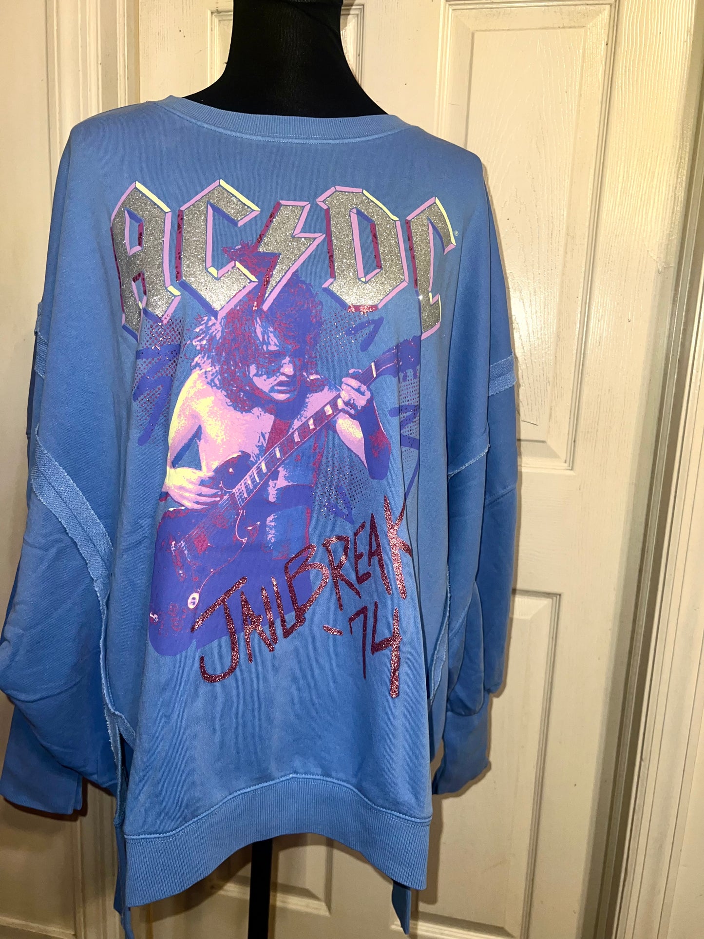 AC/DC Oversized Distressed Sweatshirt