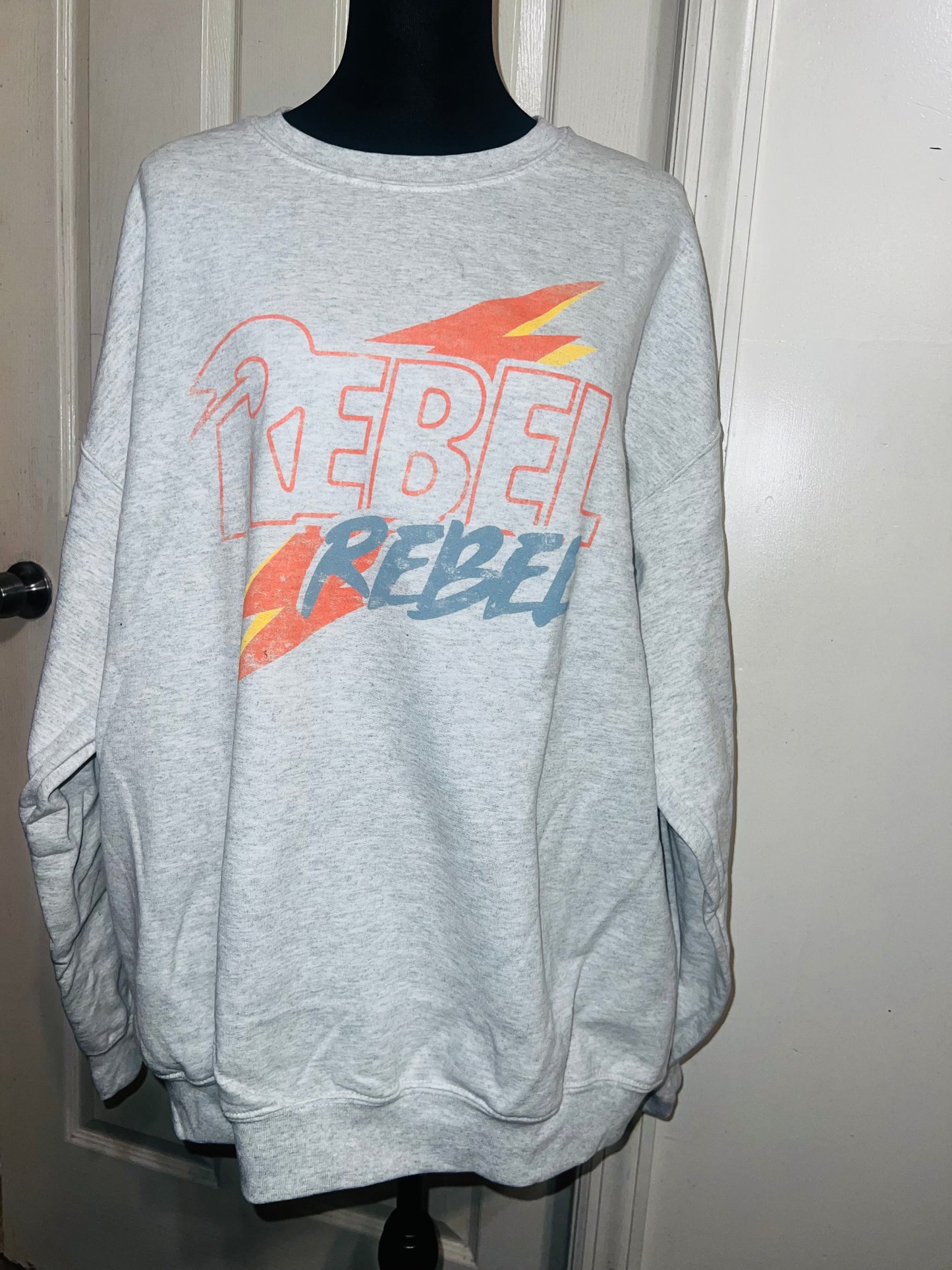 Rebel Rebel Bowie Oversized Distressed Sweatshirt