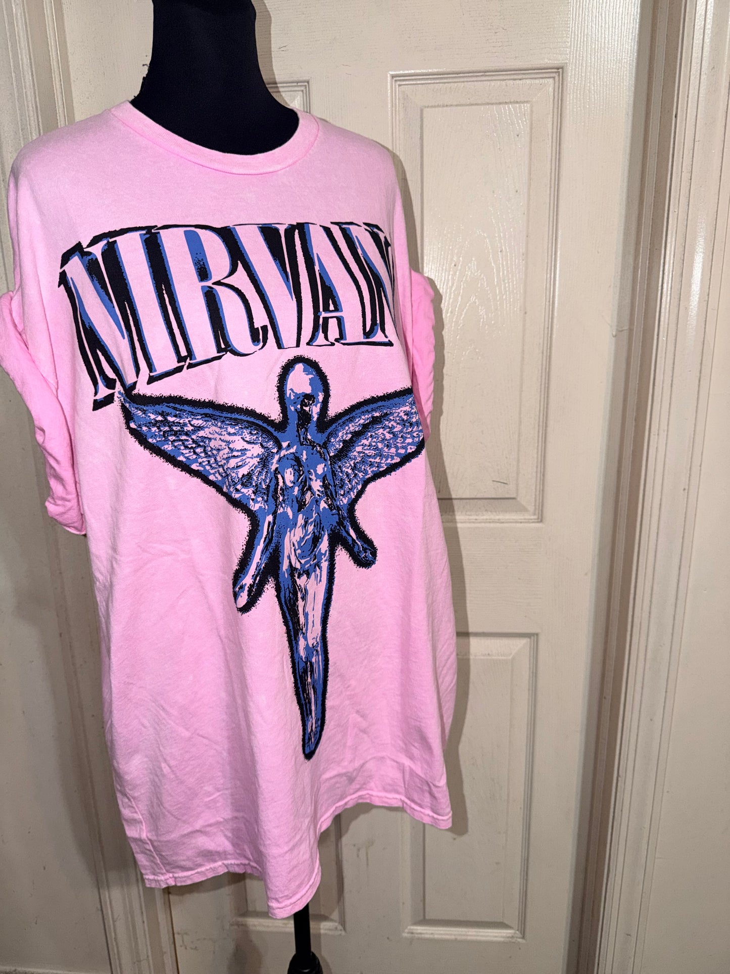Nirvana Double Sided Oversized Distressed Tee