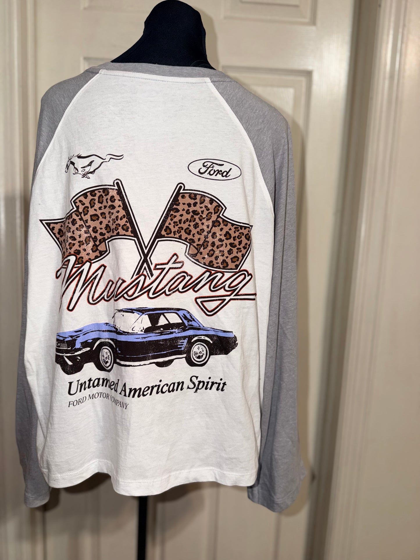 Ford Mustang Double Sided Oversized Distressed Long Sleeve Tee